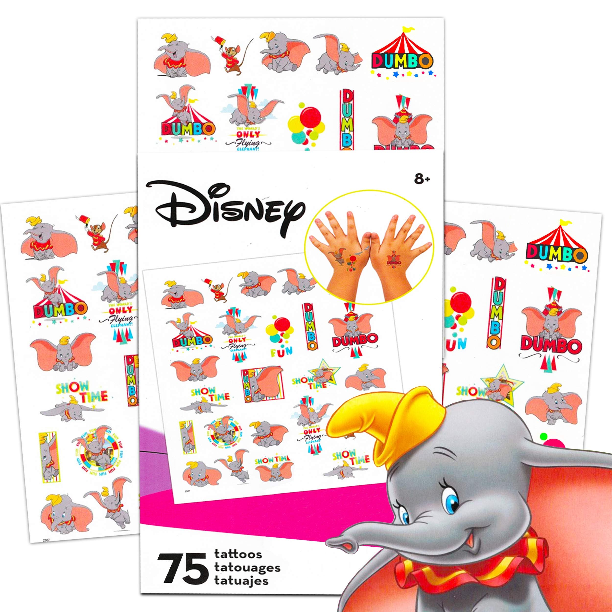 Disney Dumbo Tattoos Party Favors Pack ~ Bundle Includes 75 Dumbo Temporary Tattoos (Dumbo Party Supplies)