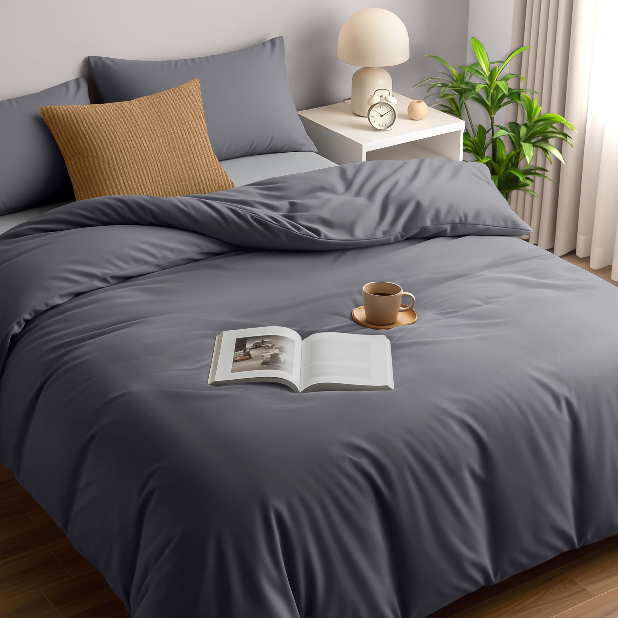 Utopia Bedding Super King Size Duvet Cover Sets - Soft Microfibre Polyester Duvet Cover with Pillow cases - Bedding Quilt Cover Set (Grey)