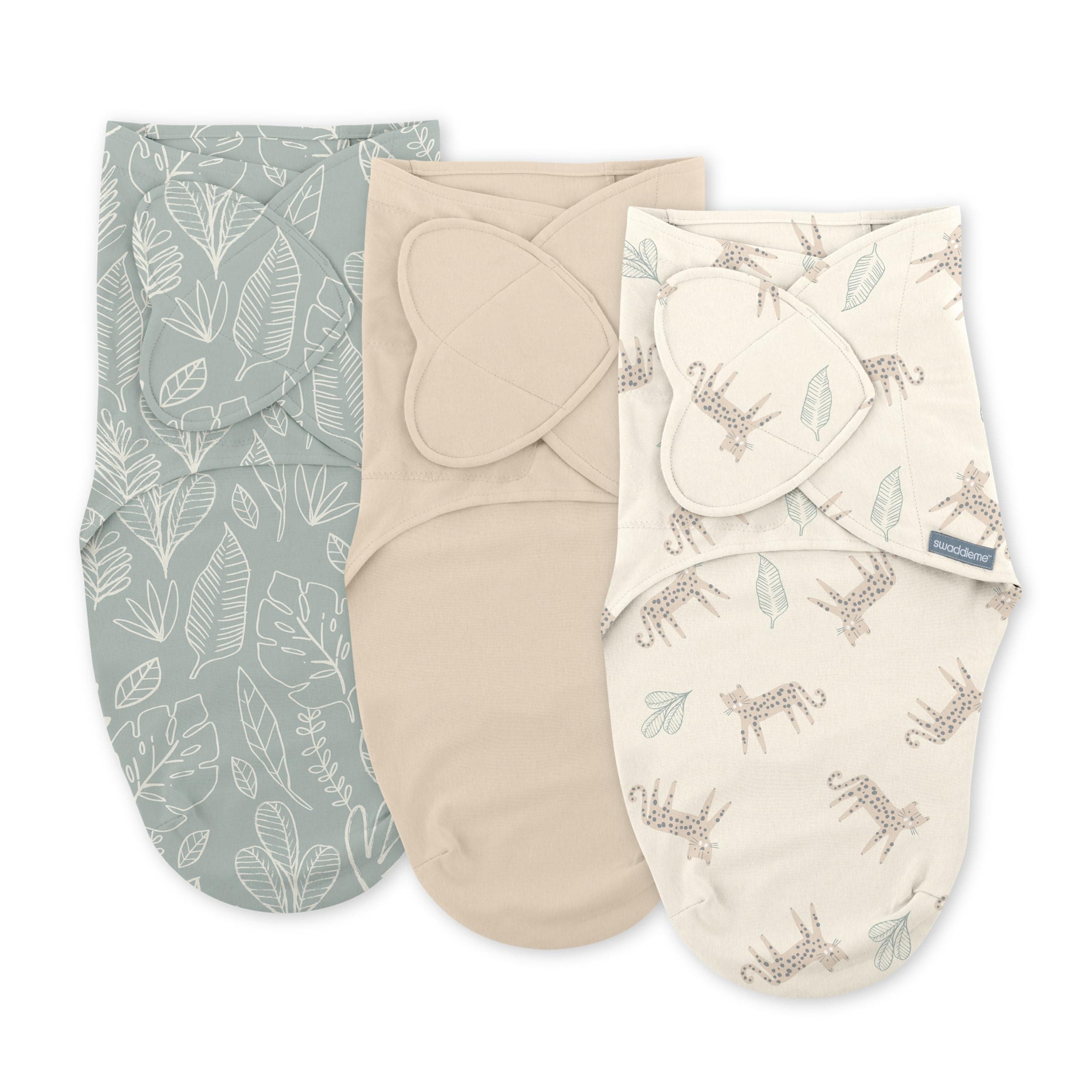 SwaddleMe by Ingenuity Monogram Collection Swaddle, 3-Pack, for Ages 0-3 Months - Born Free