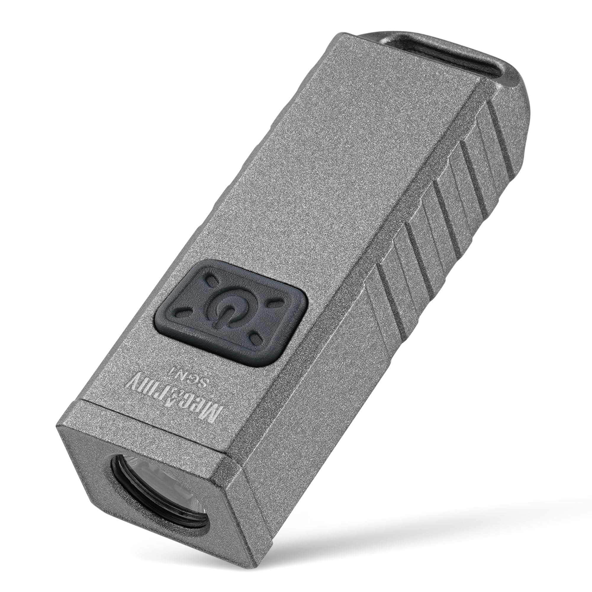 MecArmy SGN1 Mini USB Rechargeable Keychain EDC Flahlight, XP-G2 S5 LED with 530 Lumens, Four Lighting Modes Plus One Strobe Zinc Alloy EDC Keychain Light for Everyday Carry (Gray)