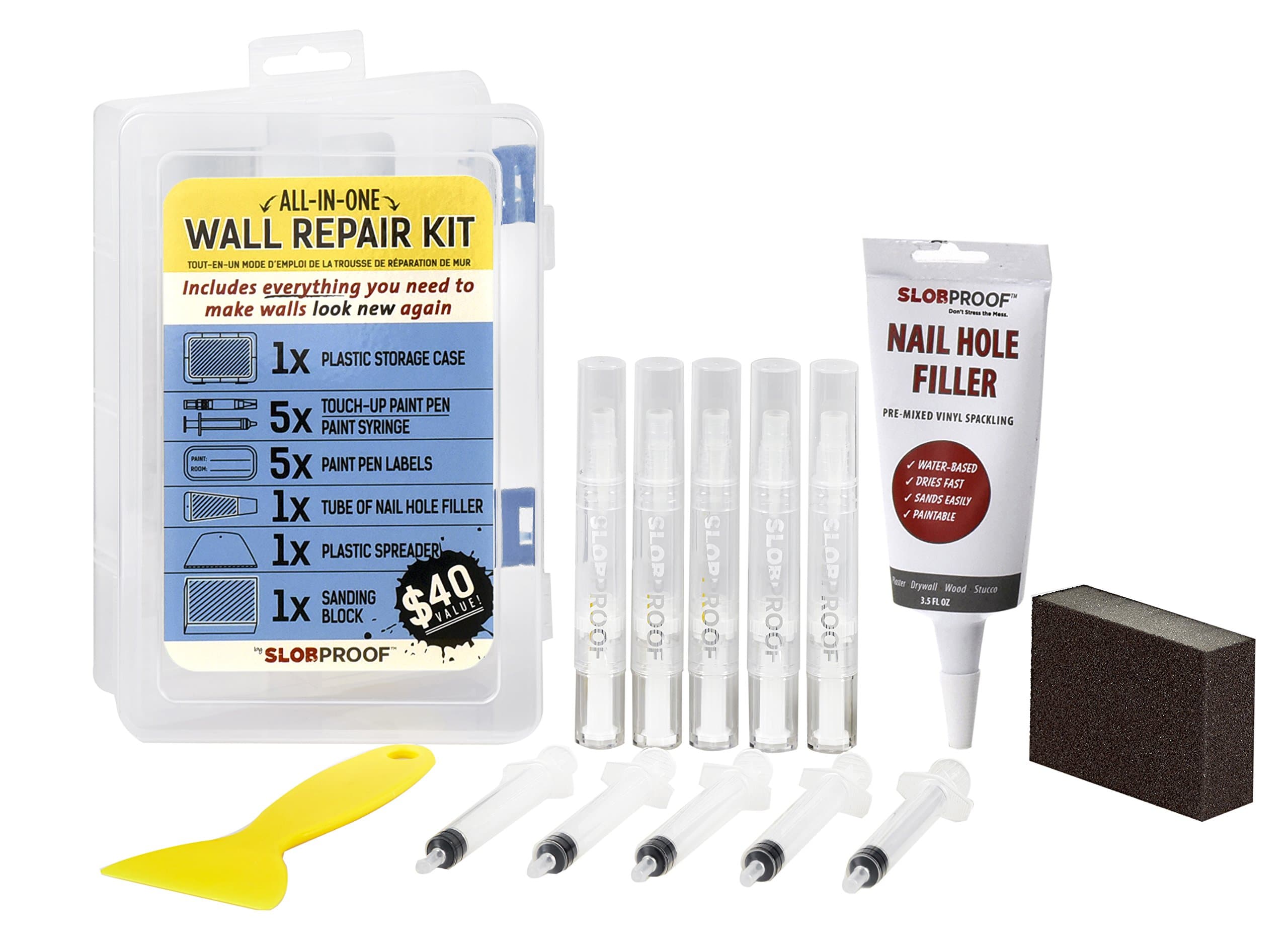 Touch-Up Paint Pen Wall Patch Kit | Fills with Any Paint for Paint Touch Ups to Walls, Trim & Ceilings | Keeps Paint Fresh Inside for at Least Seven Years | Includes Spackle, Spreader & Sanding Block