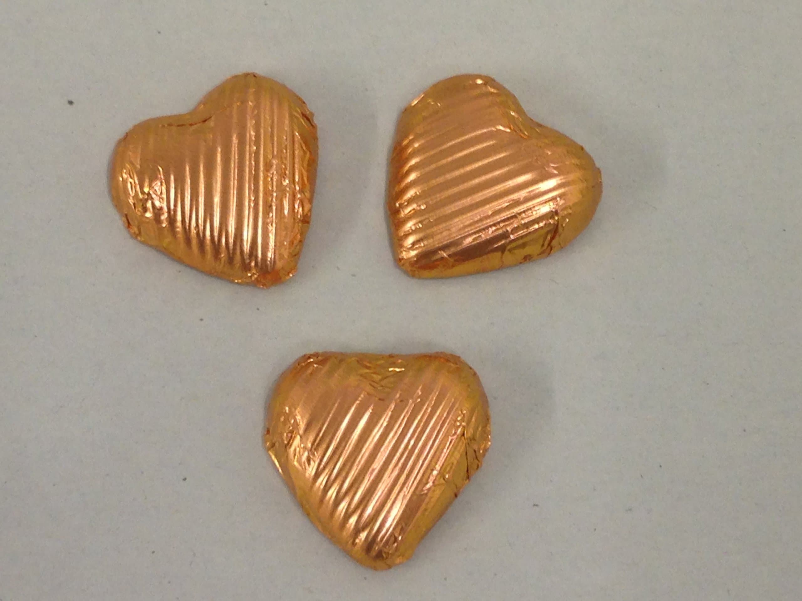 Copper Foil Covered Chocolate Hearts x 100