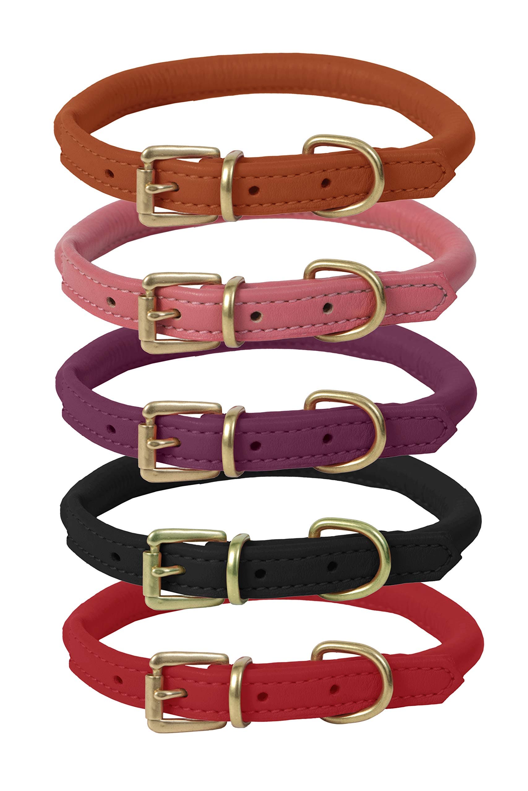 Ace Super SOFT Best Rolled Leather Dog Collar Pink: Medium 45 cm: will fit 35 cm to 41 cm (8 mm thick).