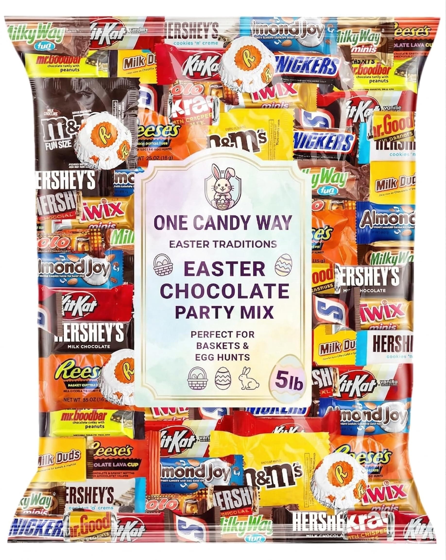 Easter Chocolate Candy Variety Pack 5 LB Bulk Bag – Approx. 225 Individually Wrapped Treats – Assorted Milk & Dark Chocolate, Peanut Butter, Wafer & Coconut Mix – Perfect for Parties, Gifts & Sharing