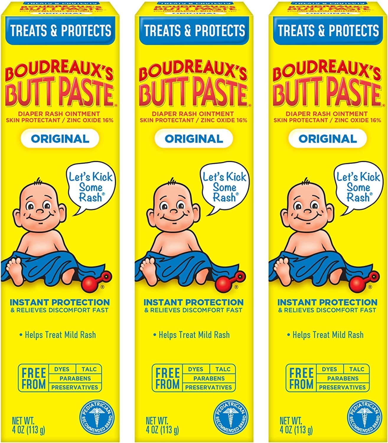Boudreaux's Butt Paste Diaper Rash Ointment 4oz (3 Pack)