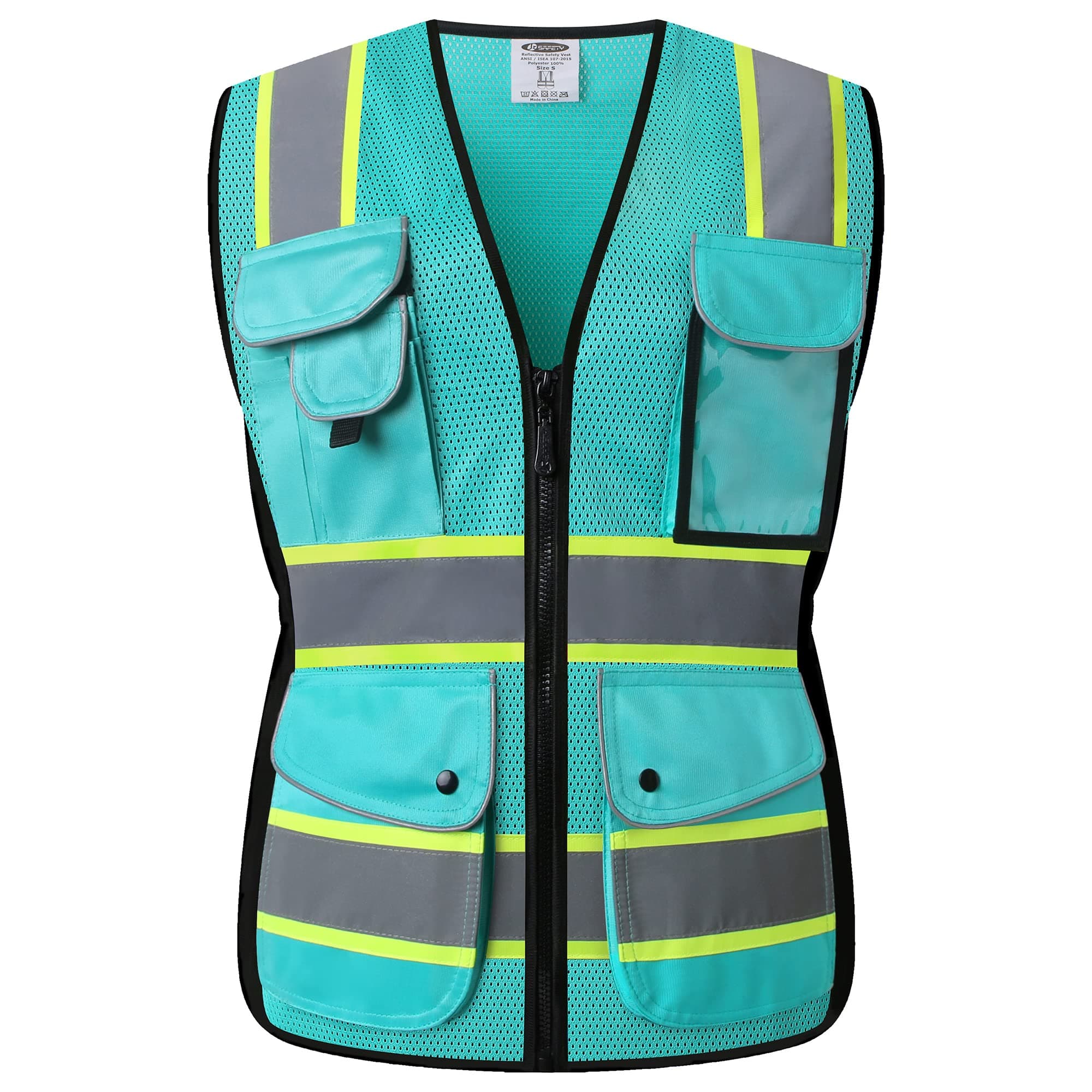 JKSafety Women Hi-Vis Reflective Safety Vest | Neon Color body Sewed Reflective Strips Breathable Lightweight ANSI Compliant