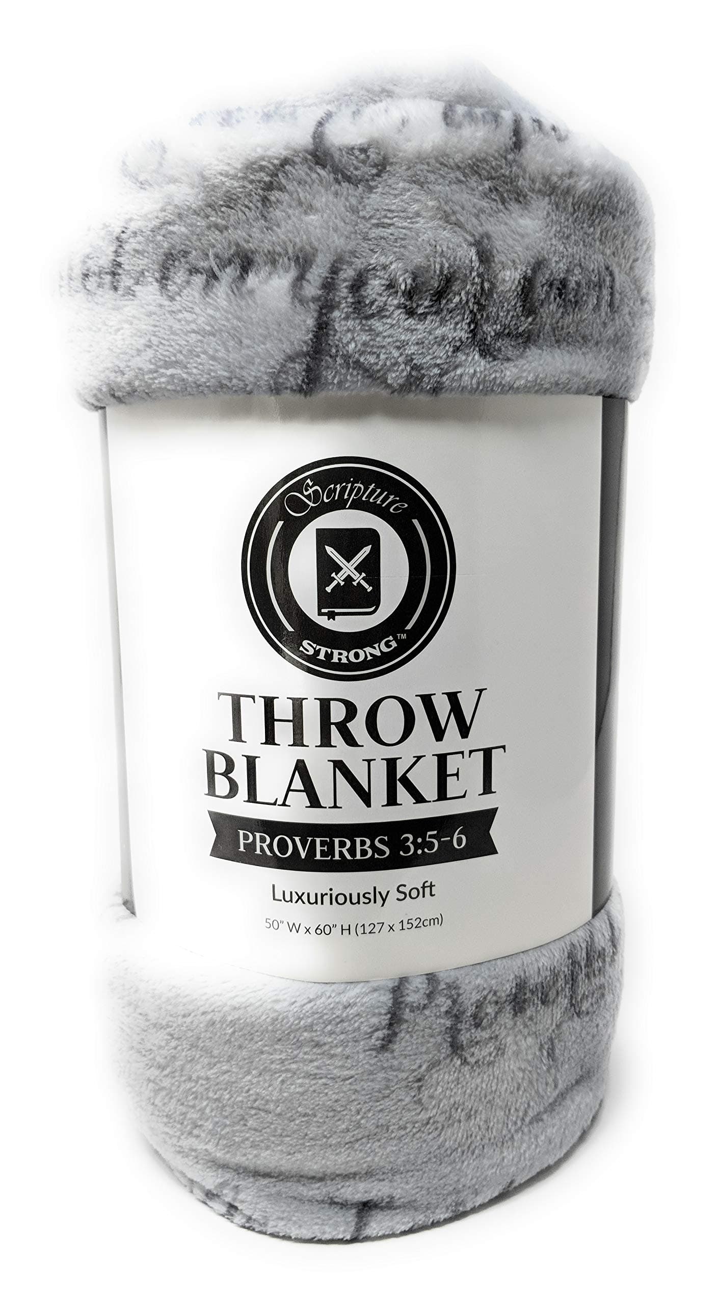 Inspirational Scripture Ultra-Soft Throw Blanket | Lightweight Fleece | Proverbs | 50x60 Inches (Gray)