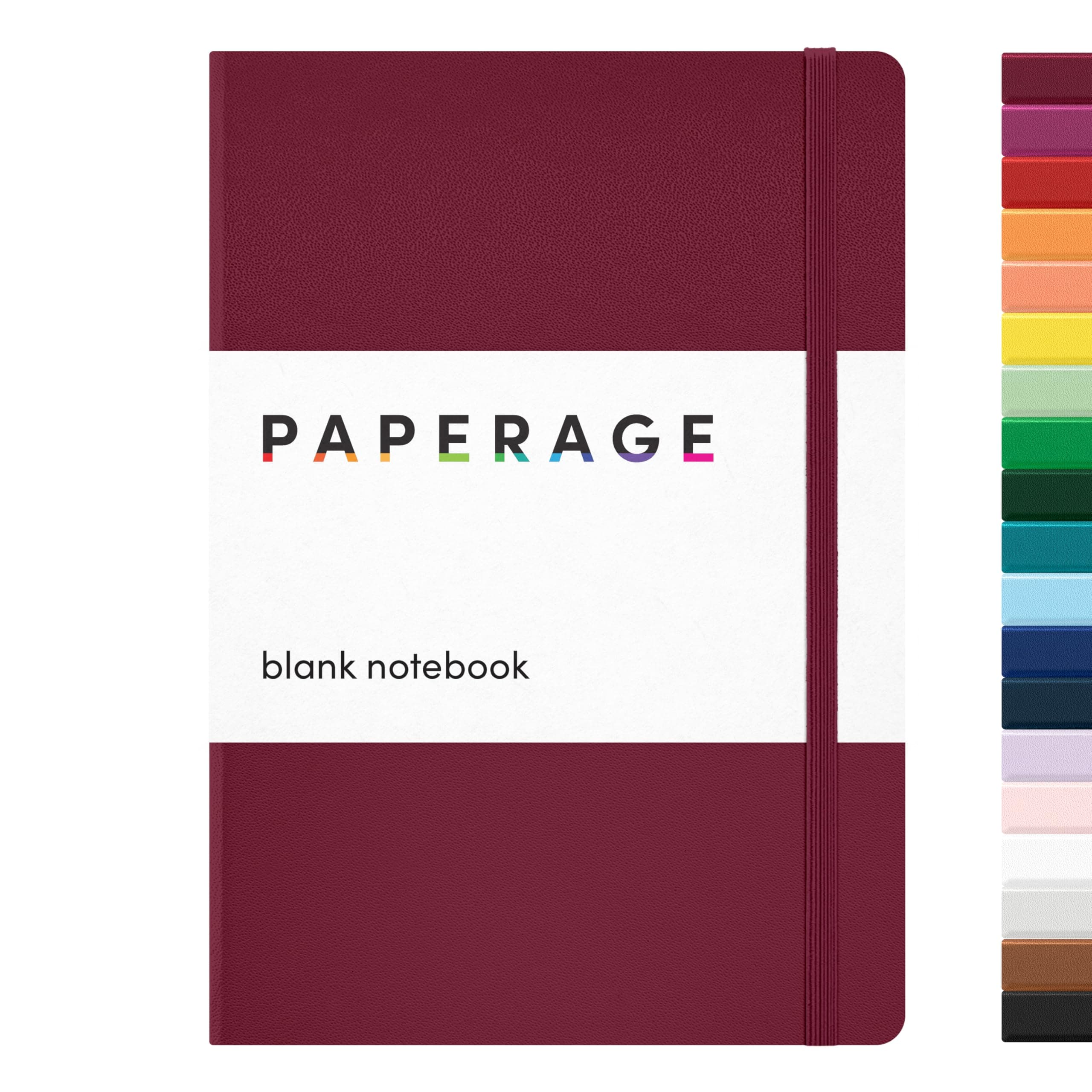 Journal Blank Page Notebook, Hard Cover, Medium 5.7 x 8 inches, 100 gsm Thick Paper (Burgundy, Plain)