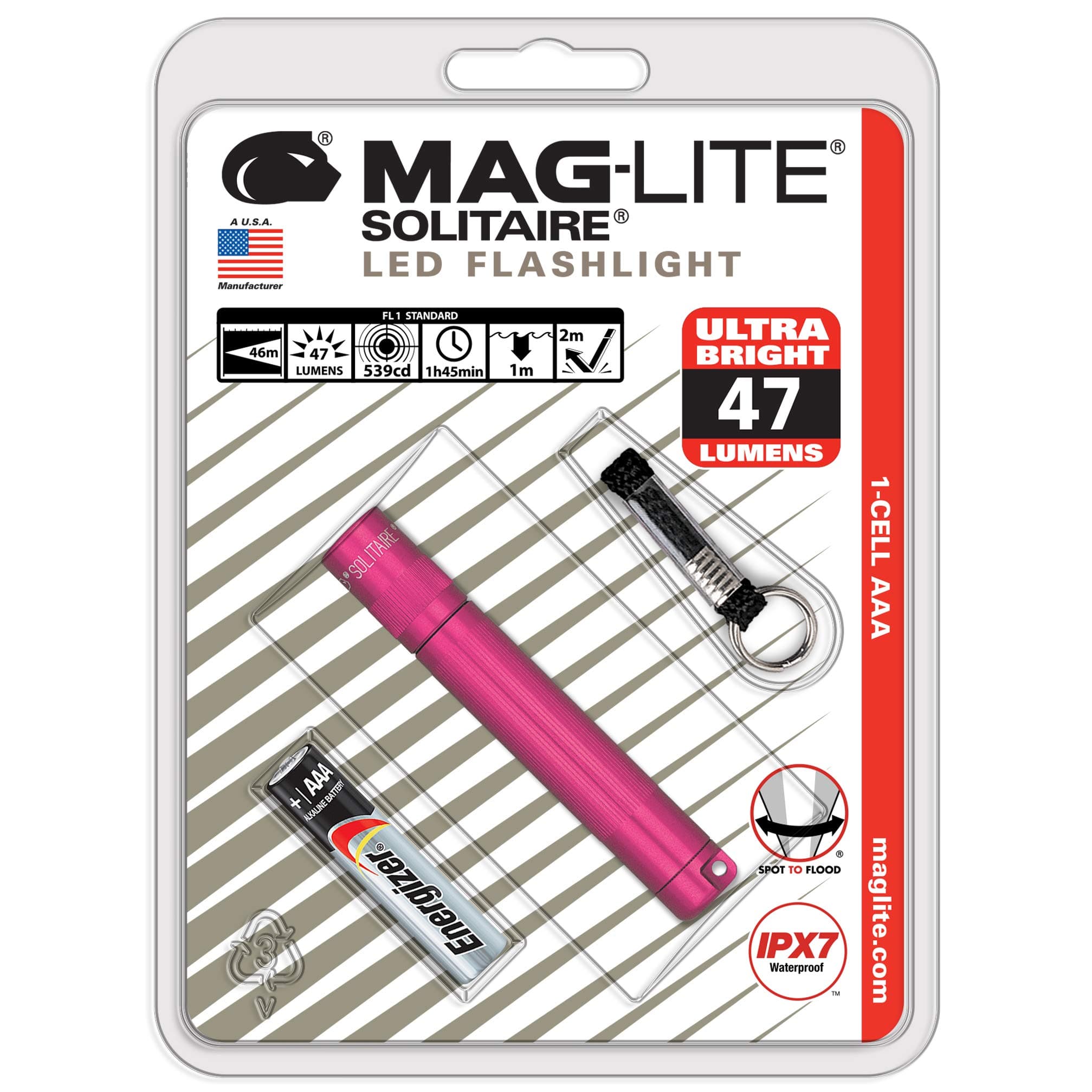 MagLiteSolitaire LED 1-Cell AAA Flashlight Hot Pink
