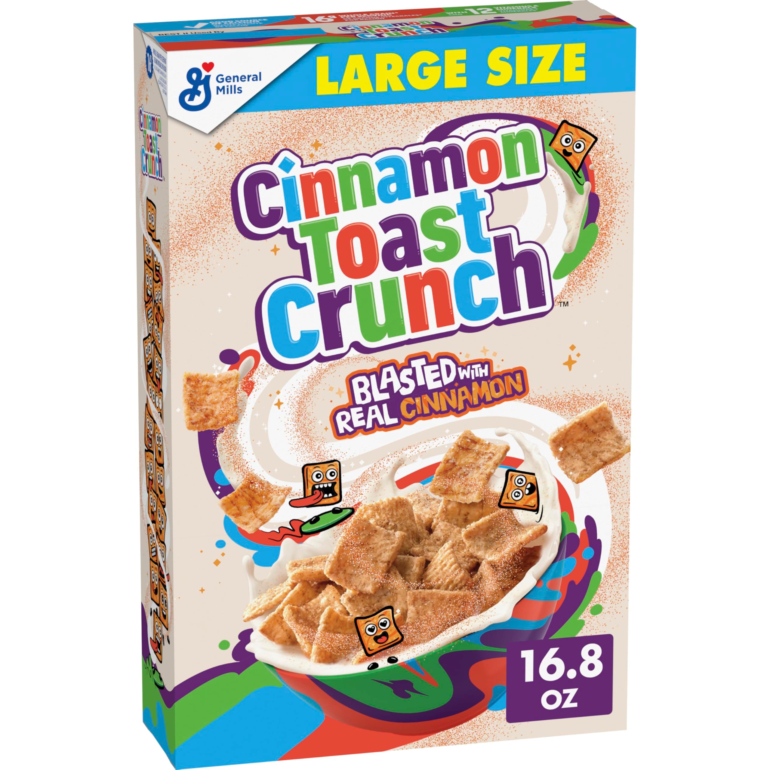Cinnamon Toast Crunch Breakfast Cereal, Crispy Cinnamon Cereal, Large Size, 16.8 oz