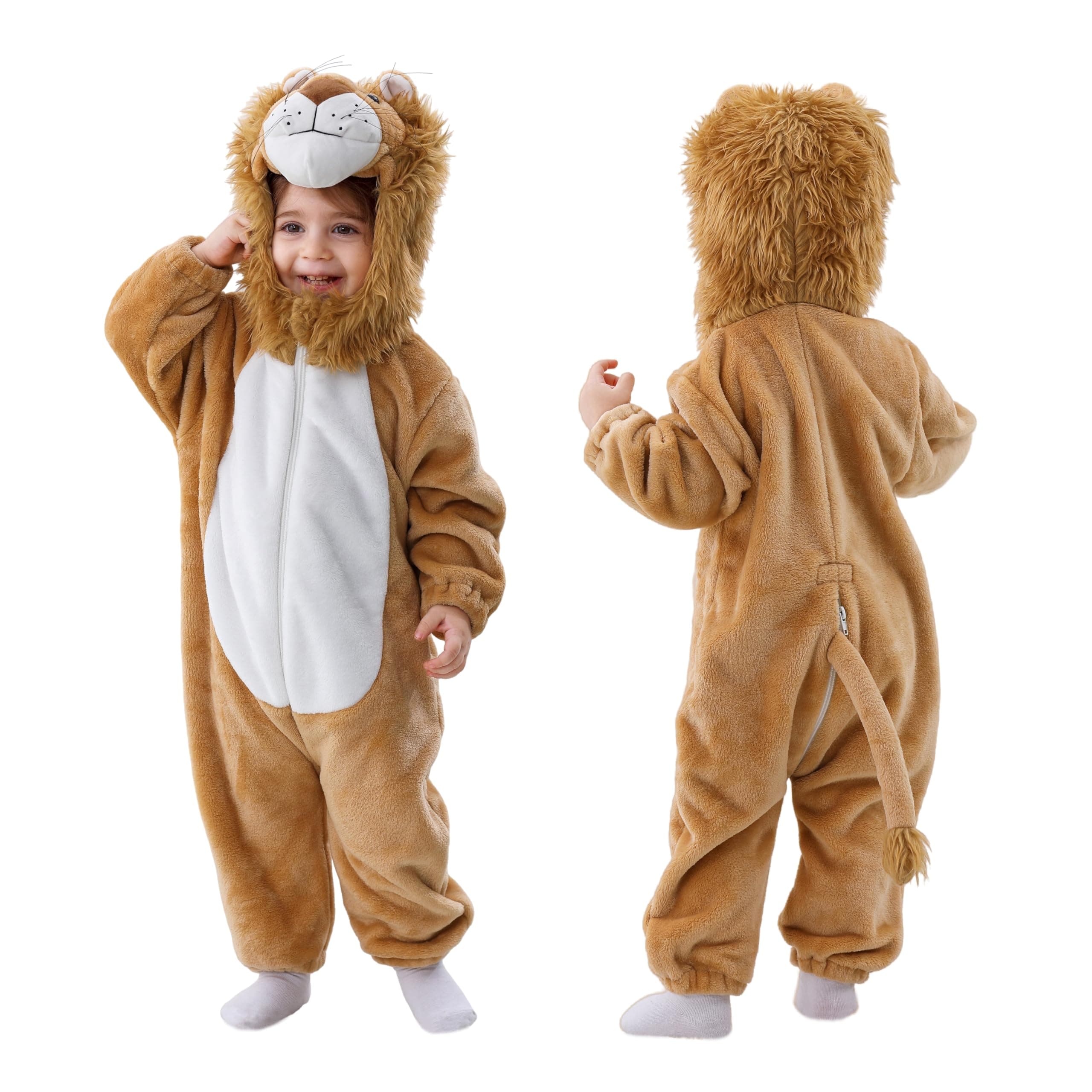 Toddlers Lion Costume, Soft Kids Halloween Dress Up Romper Outfits for Boys & Girls