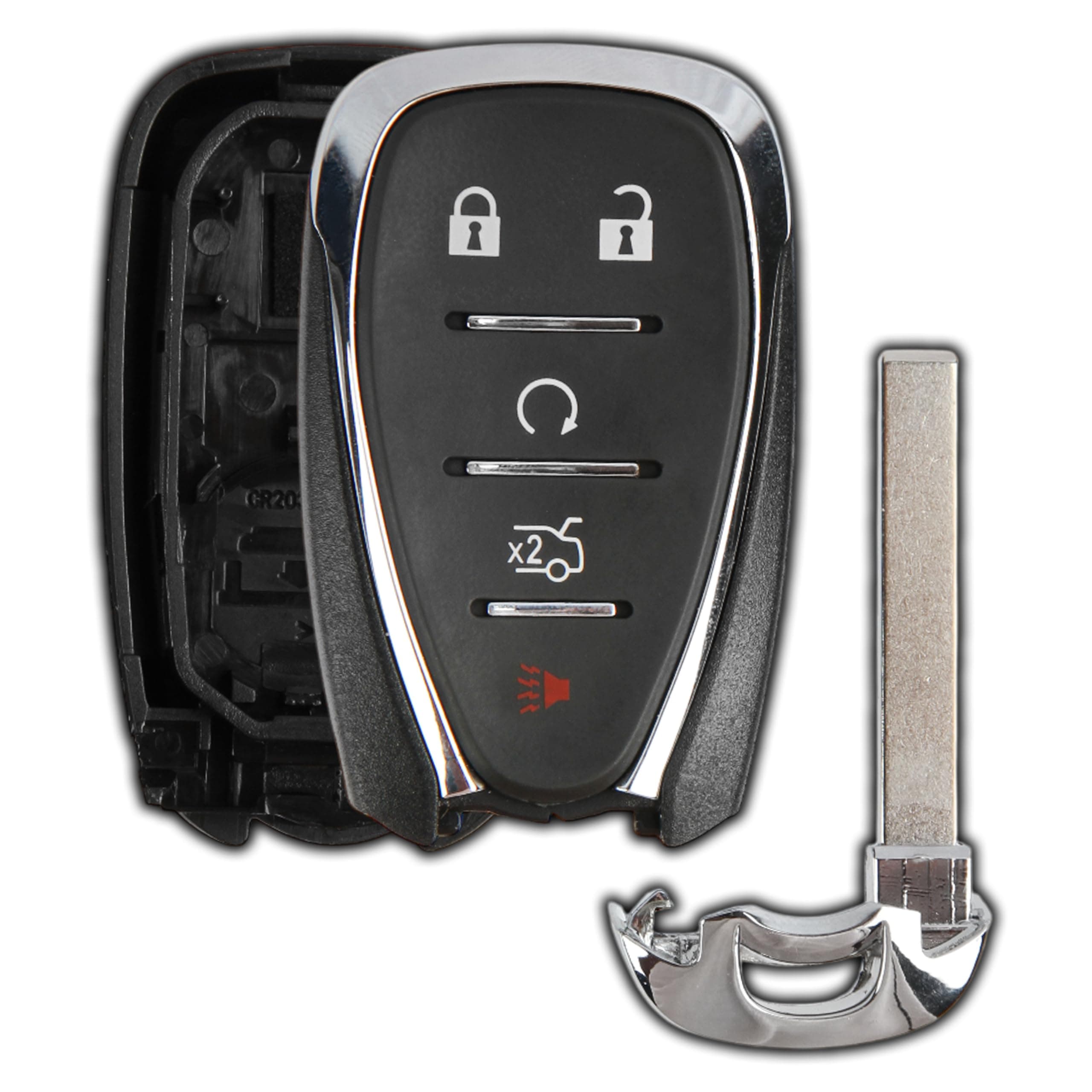 KeylessOption Key Fob Cover Case Replacement for 2016 2017 2018 2019 2020 Chevrolet Chevy Camaro Cruze Malibu Sonic Remote Shell, 5-Button HYQ4AA, HYQ4EA, No Programming Required