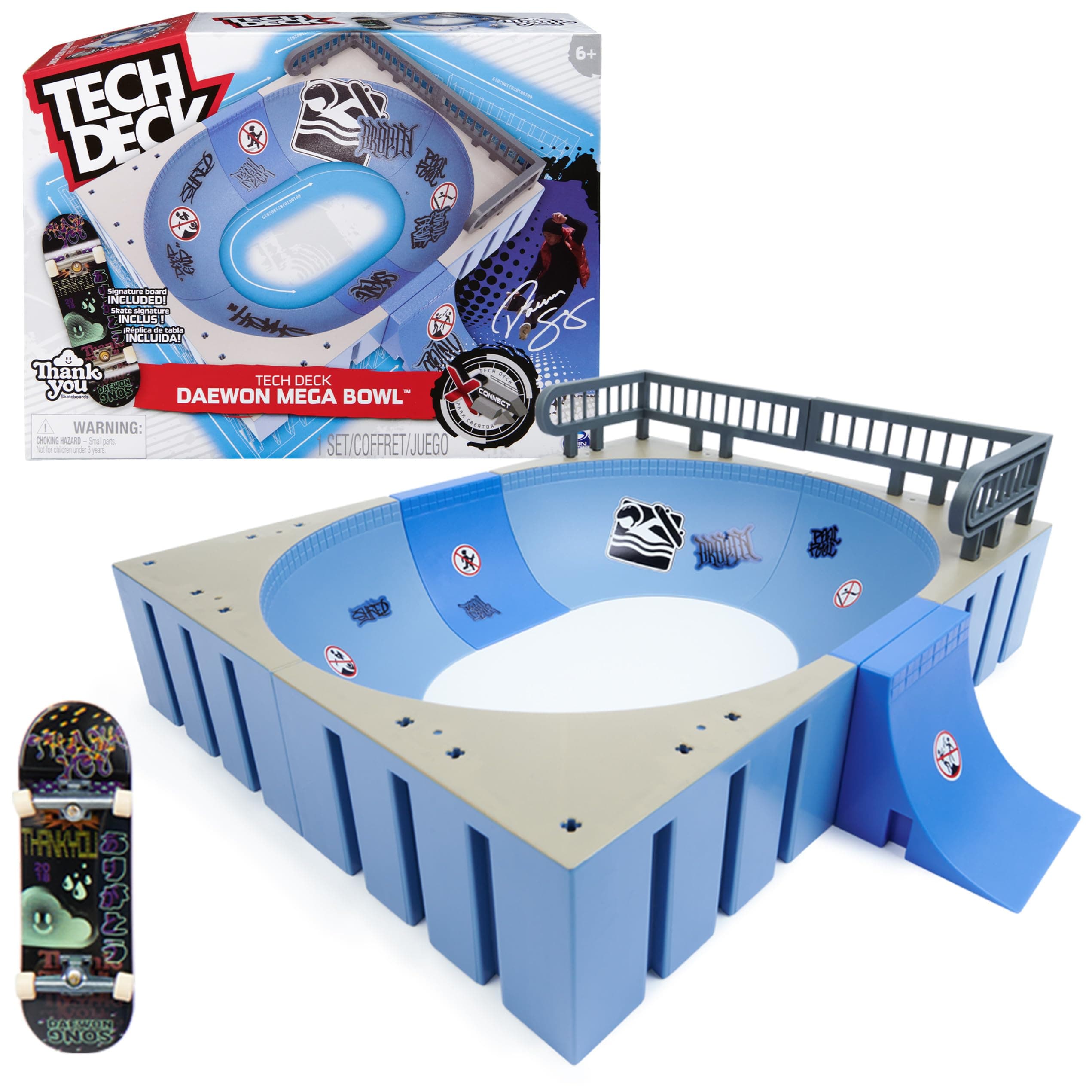 Tech Deck, Daewon Mega Bowl, X-Connect Park Creator, Customizable and Buildable Ramp Set with Exclusive Fingerboard, Toy for Kids Ages 6+
