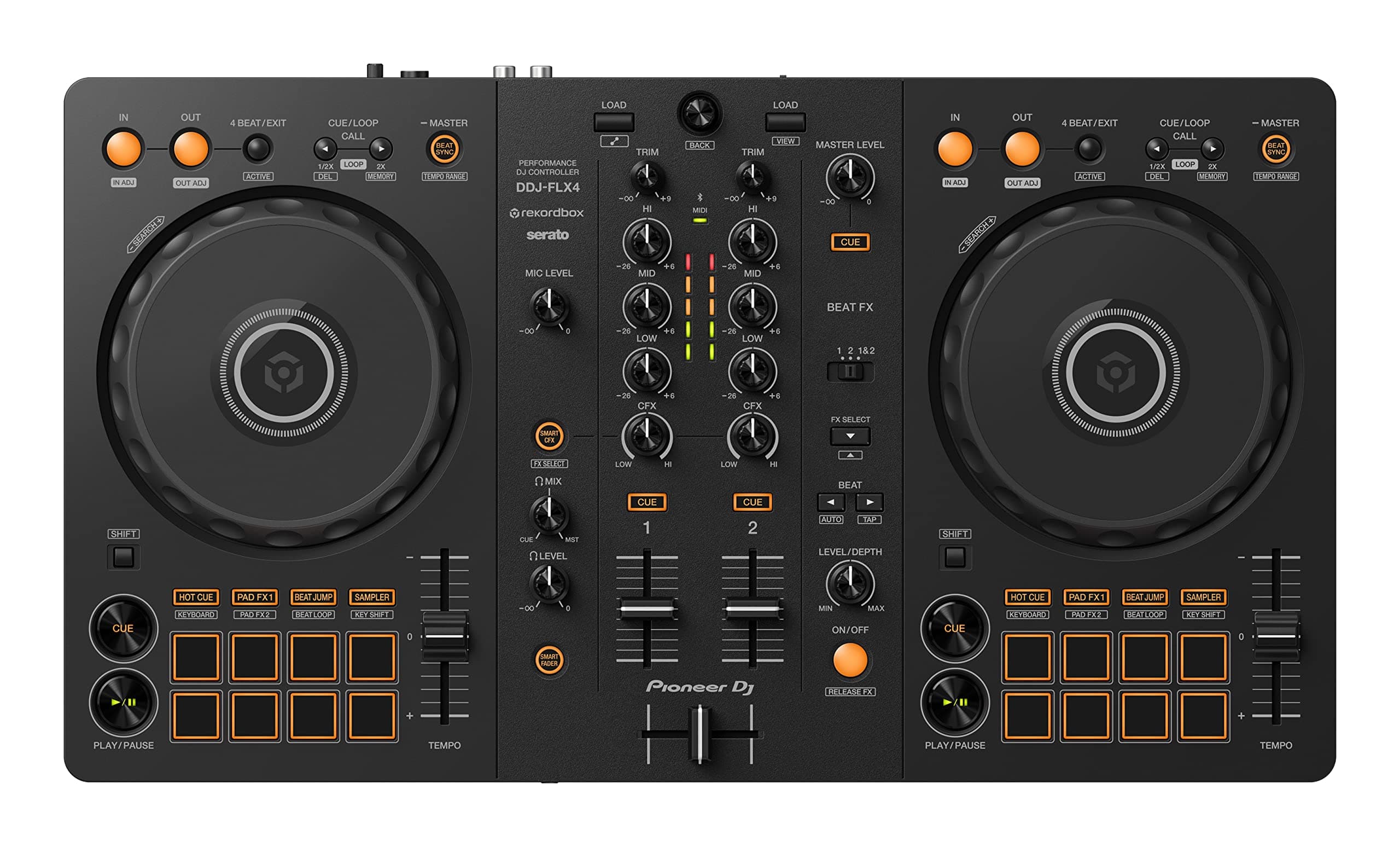 - Pioneer DJ DDJ-FLX4 2-deck Rekordbox and Serato DJ Controller - Graphite