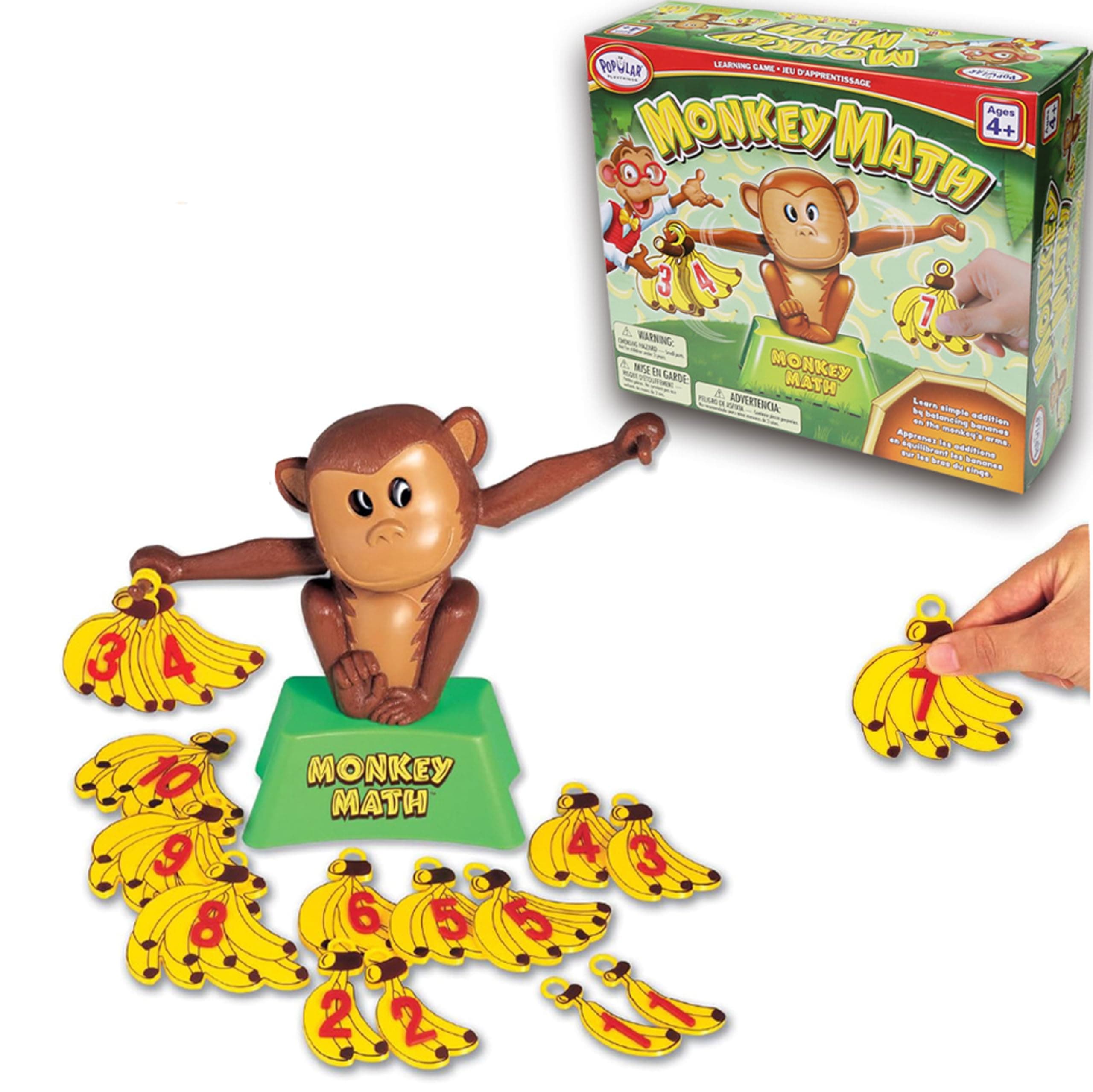 POPULAR PLAYTHINGS Monkey Math Balance Game, Simple Addition Toy with Scale, Hands-On Learning Fun, Gifts for Kids Ages 4 & Up