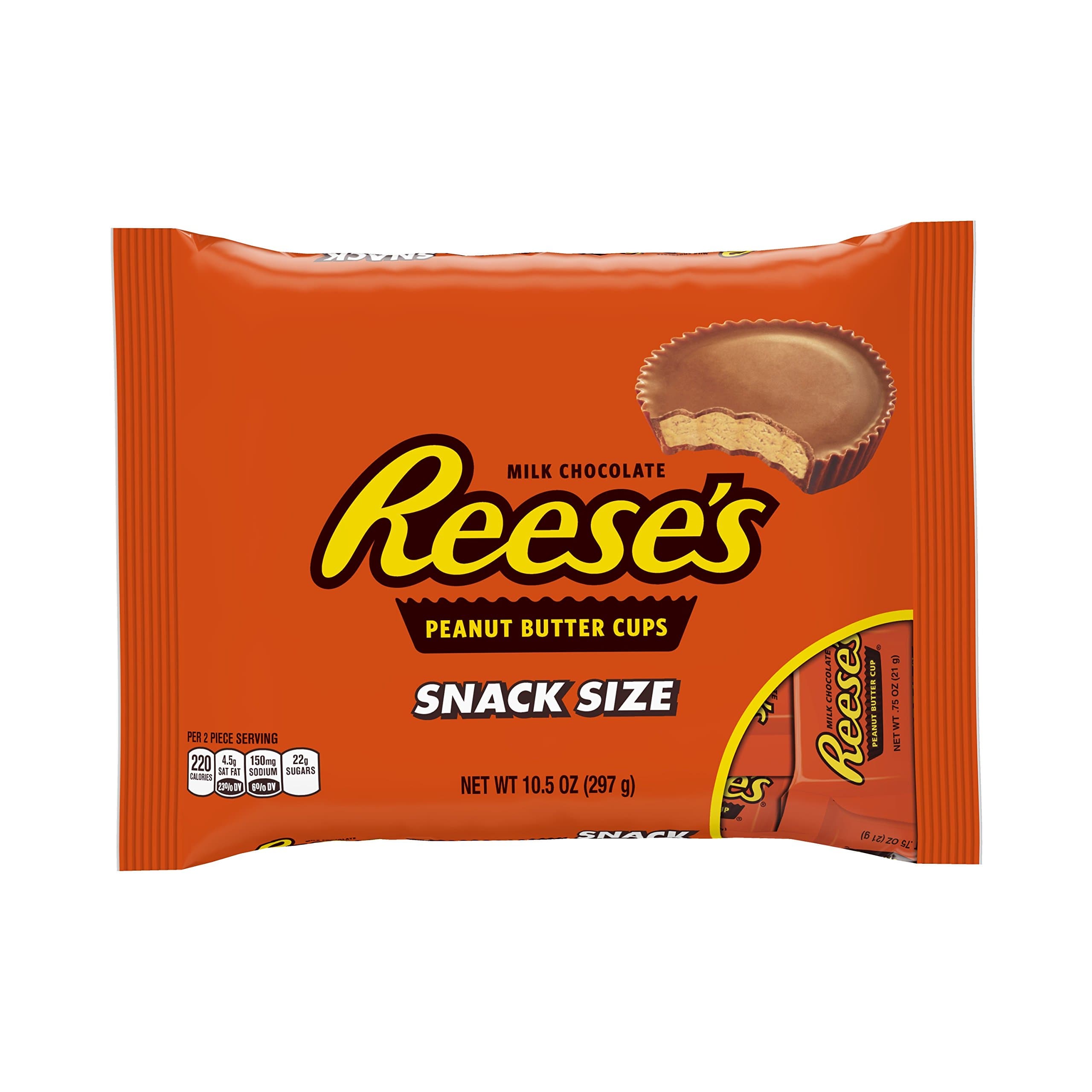 REESE'S Peanut Butter Cups, Chocolate Candy, Snack Size, 10.5 Ounce (Pack of 6)