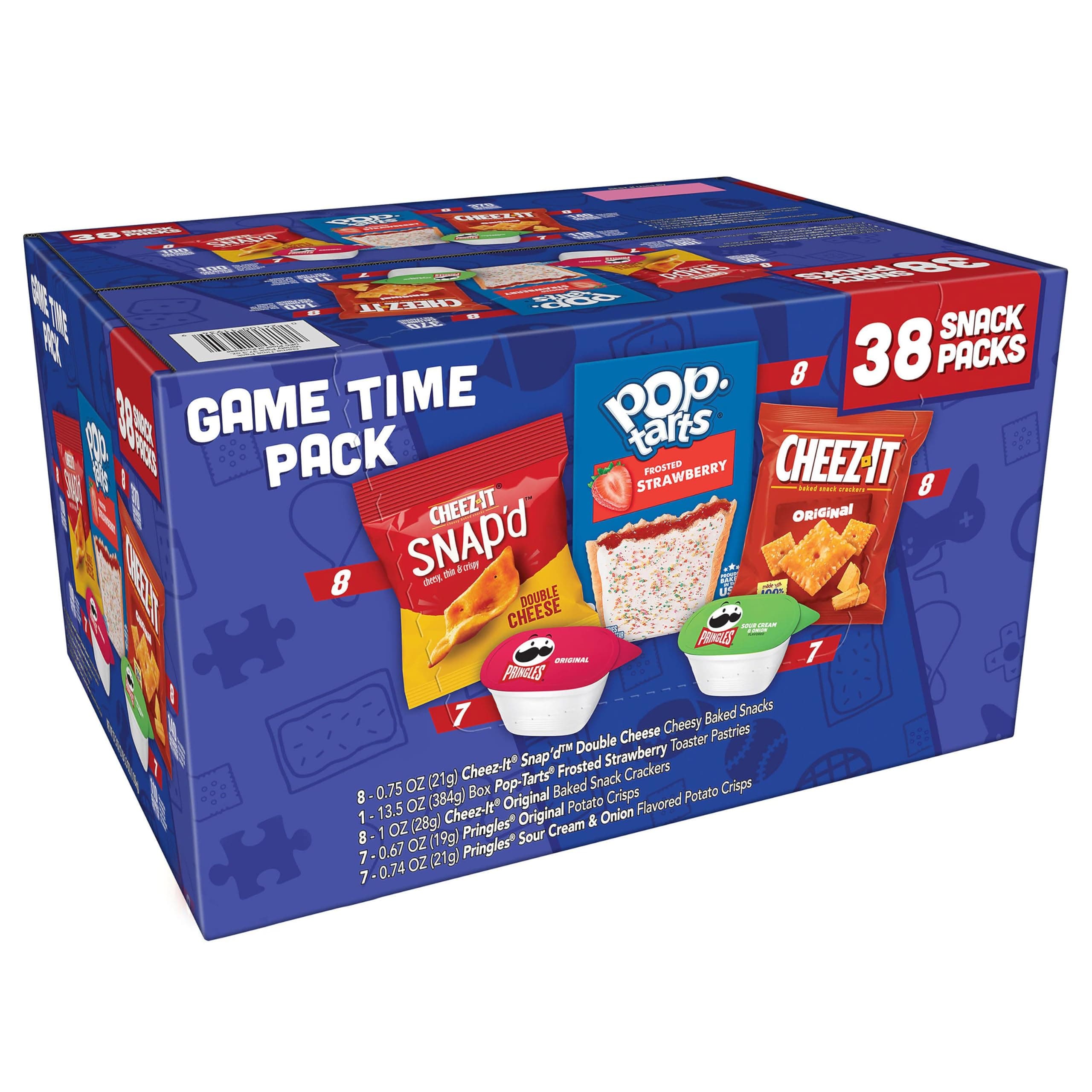 Kellogg's Game Time Pack, Lunch Snacks, Office and Kids Snacks, Variety Pack, 37.3oz Box (38 Count)