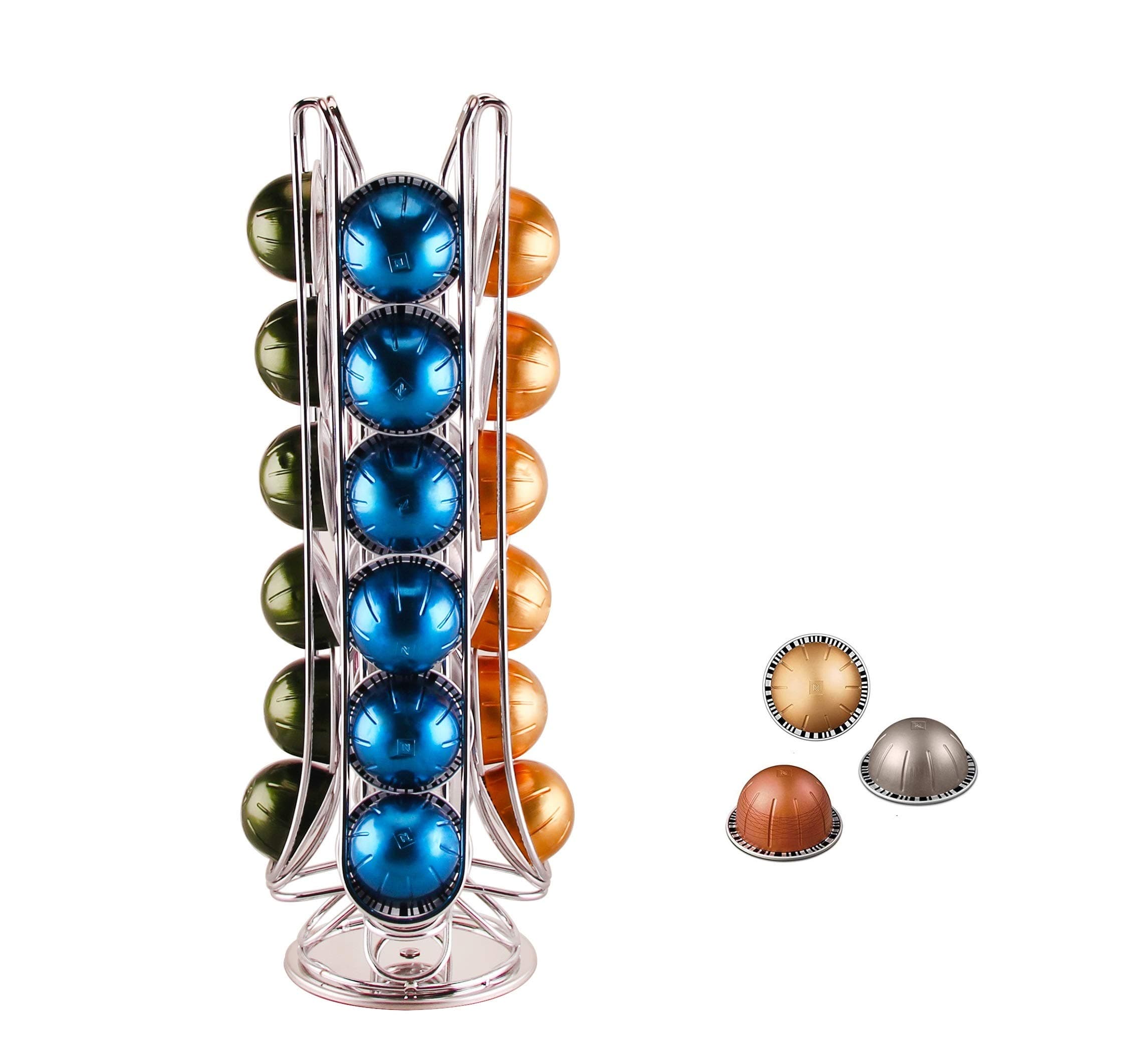 Coffee Capsule Holder, Compatible with Vertuo, Not Sold or Created by Vertuo, Max Capacity 24pcs Pod, Rotating Coffee Pod Stand Rack (New Packaging)