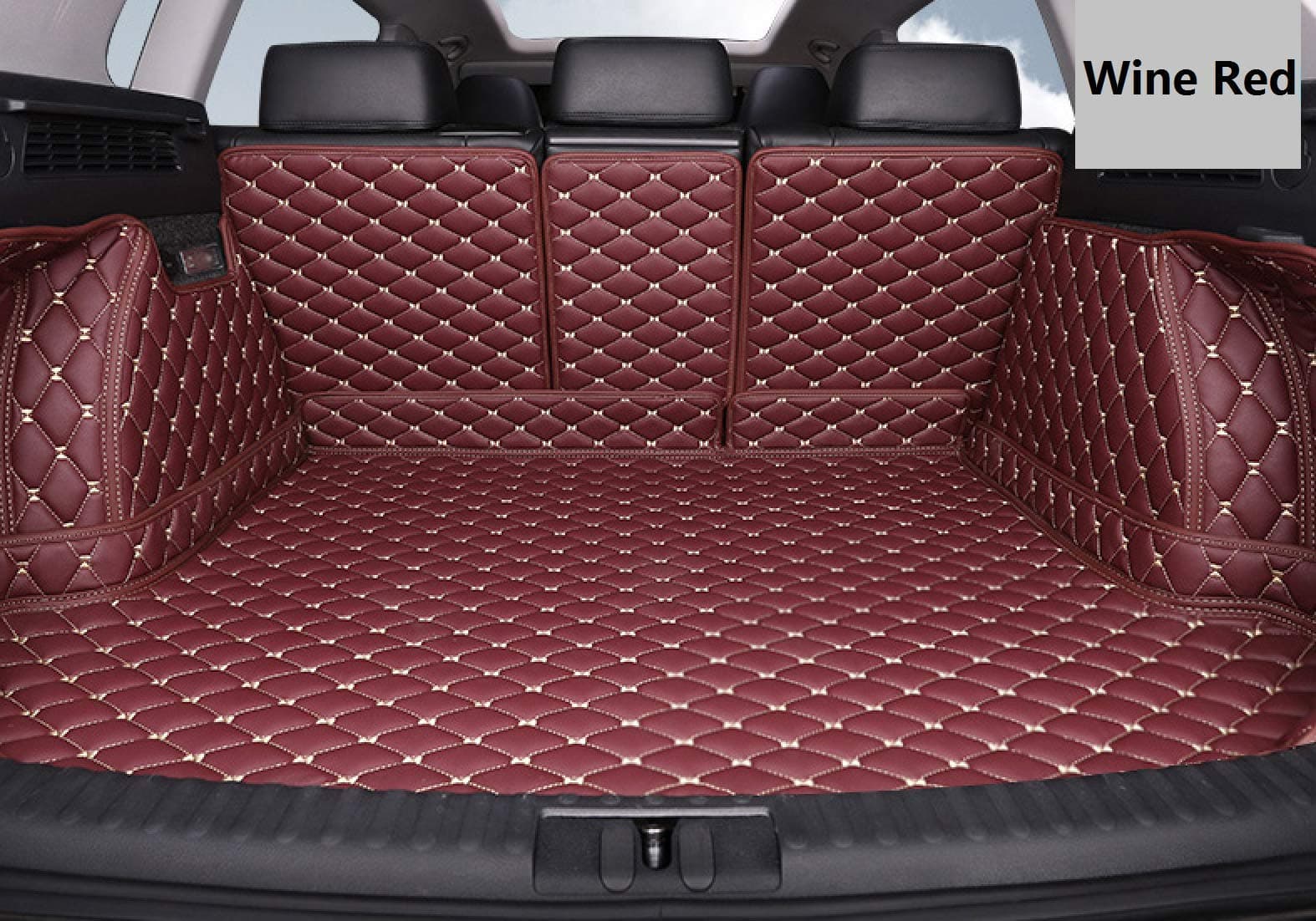 Custom Fit All-Weather Full Coverage Waterproof Car Cargo Liner Trunk Mat for Mazda CX5 2017-2024 2nd Row Seats is Separated Into 3 Parts Wine Red