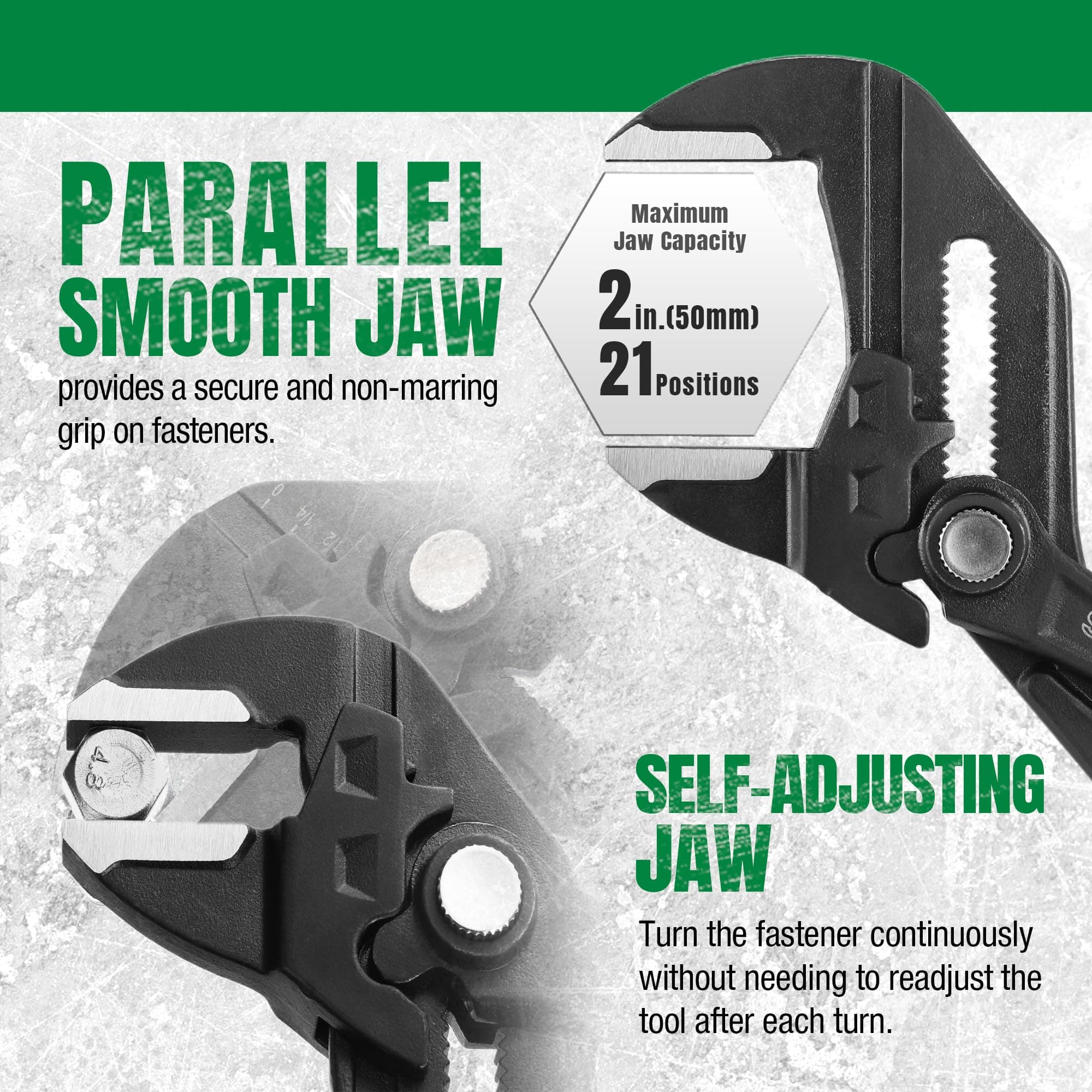 SK 5-Piece Pliers Set, 8" Adjustable Joint Pliers, 8", 10” and 12” Quick Adjust V-Jaw Groove Joint Pliers, 10" Pliers Wrench, Premium CR-V Construction, with EVA Foam Tool Organizer