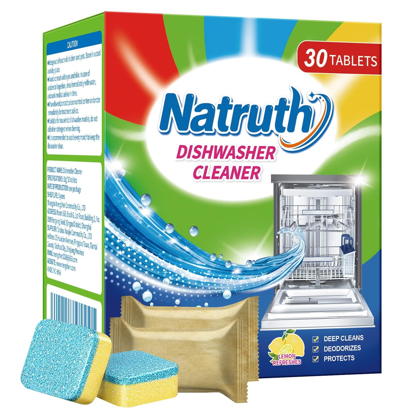 NATRUTH Dishwasher Cleaner And Deodorizer Tablets -30 Pack for Deep Cleaning, Deodorizing & Protecting, Prevents Buildup for Optimal Dishwasher Performance(Lemon)