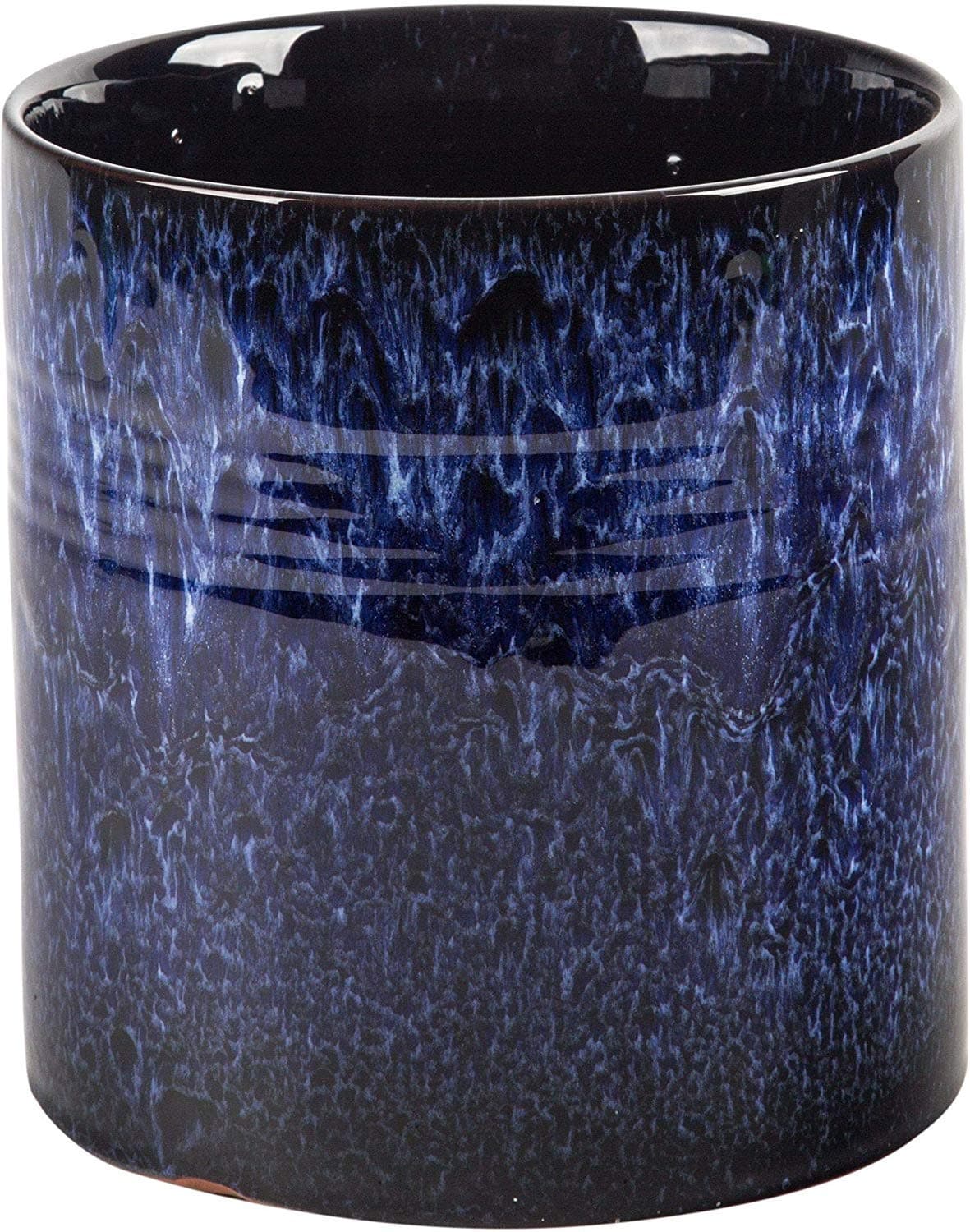 Ceramic Reactive Blue Utensil Holder Crock, 6"