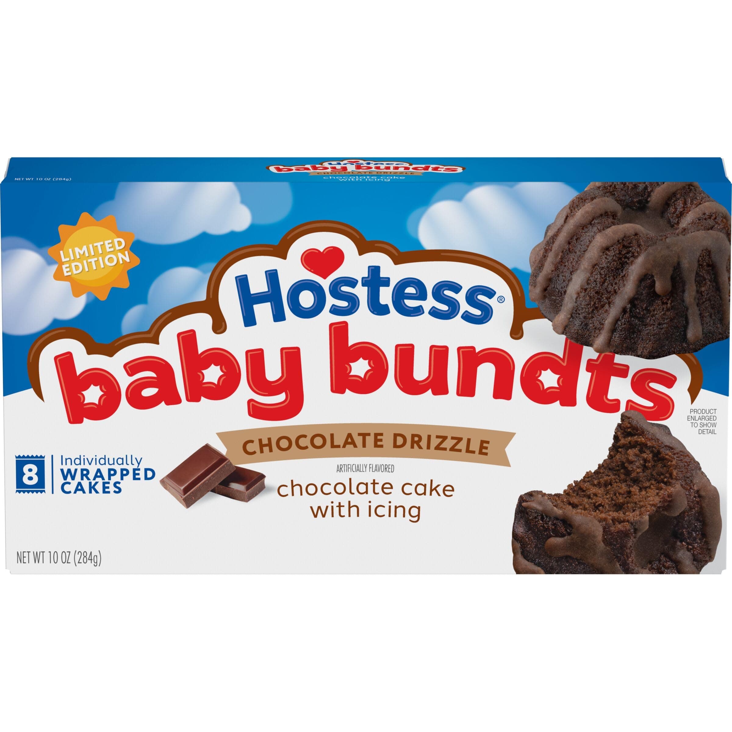 Baby Bundts, Chocolate Drizzle Artificially Flavored Mini Cakes, 10 Oz. Box (8 Pouches)