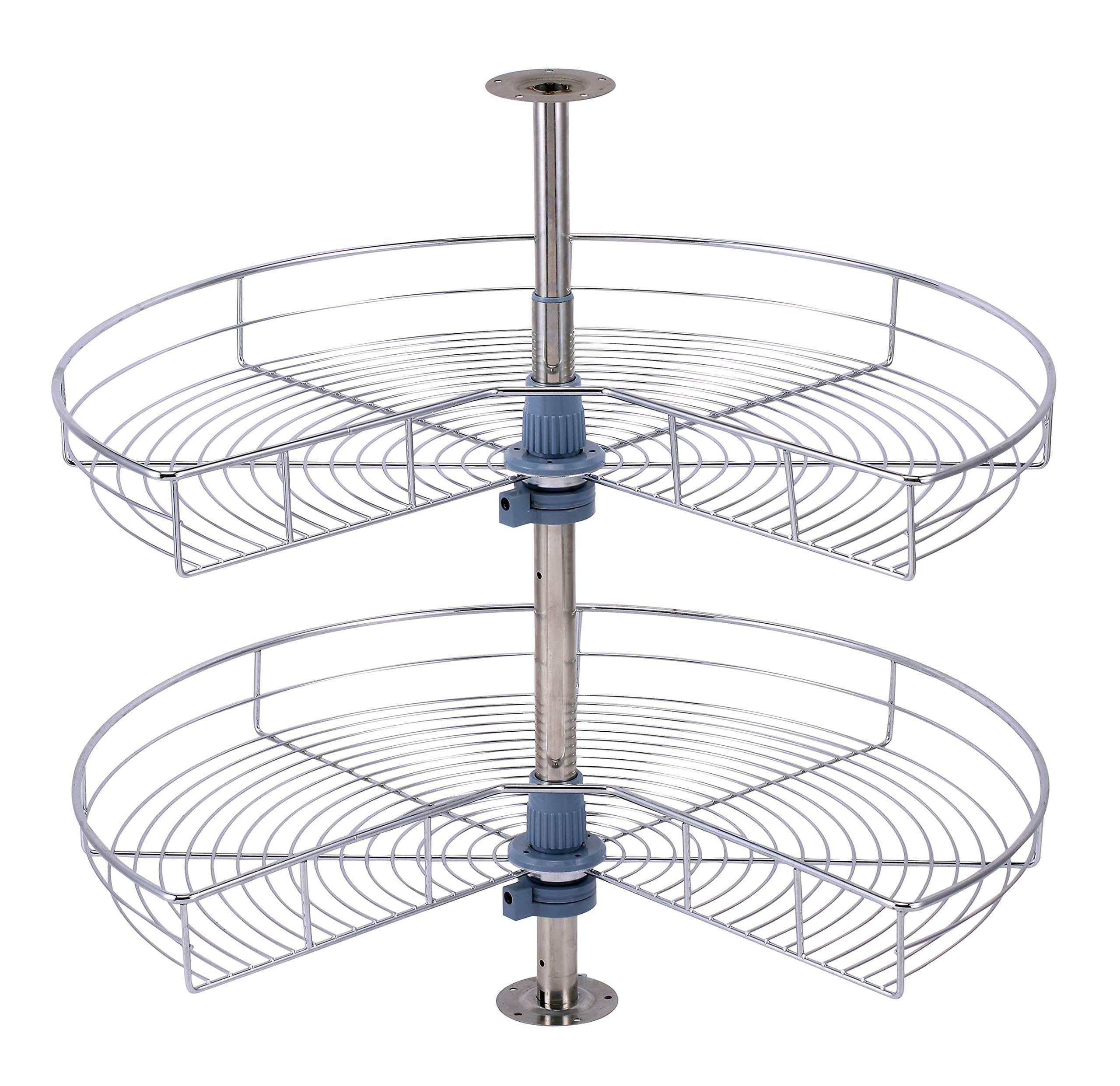 Dowell Kitchen & Bath 28" Kidney Chrome 2-Shelf Lazy Susans Base Cabinet Corner Organizer