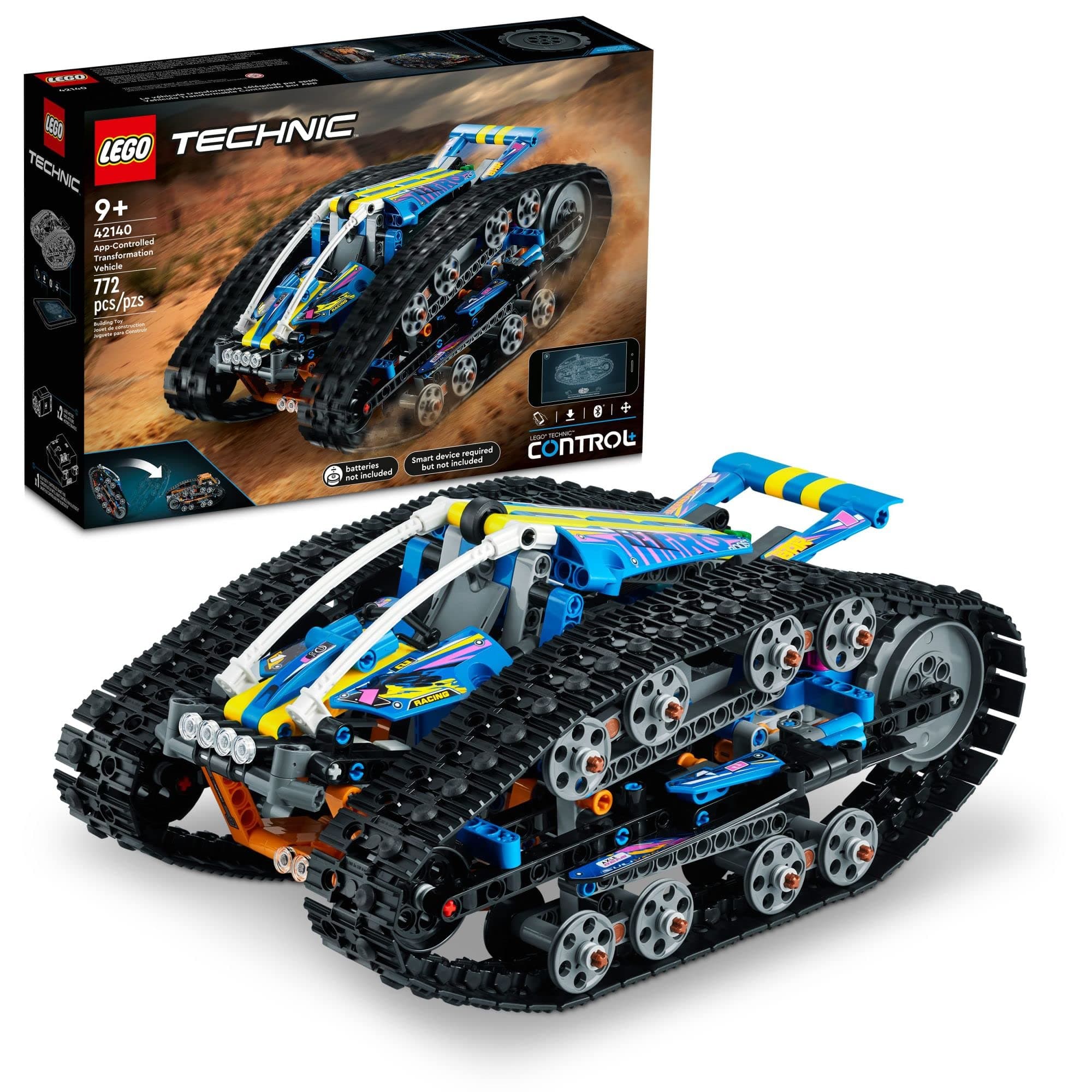 Technic App-Controlled Transformation Vehicle 42140, Off Road Remote Control Car, Building Car Kit That Flips, 2in1 RC Truck and Race Car Toy, Great Gift for Boys, Girls, Kids Who Love RC Cars