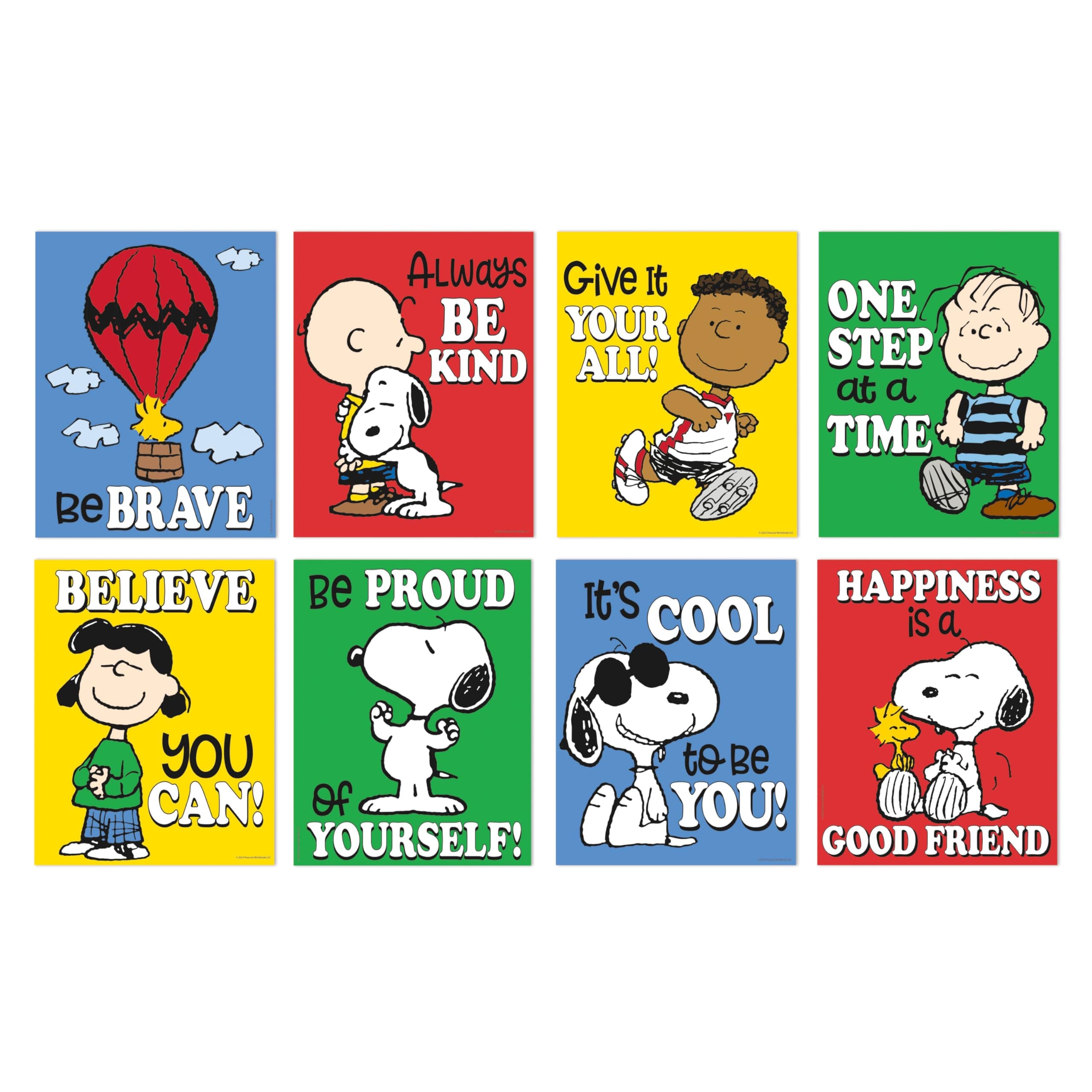 EUREKA 838003 Peanuts Mini Classroom Poster Set for Teachers, 11" x 14", Multicolor, 8 Pieces