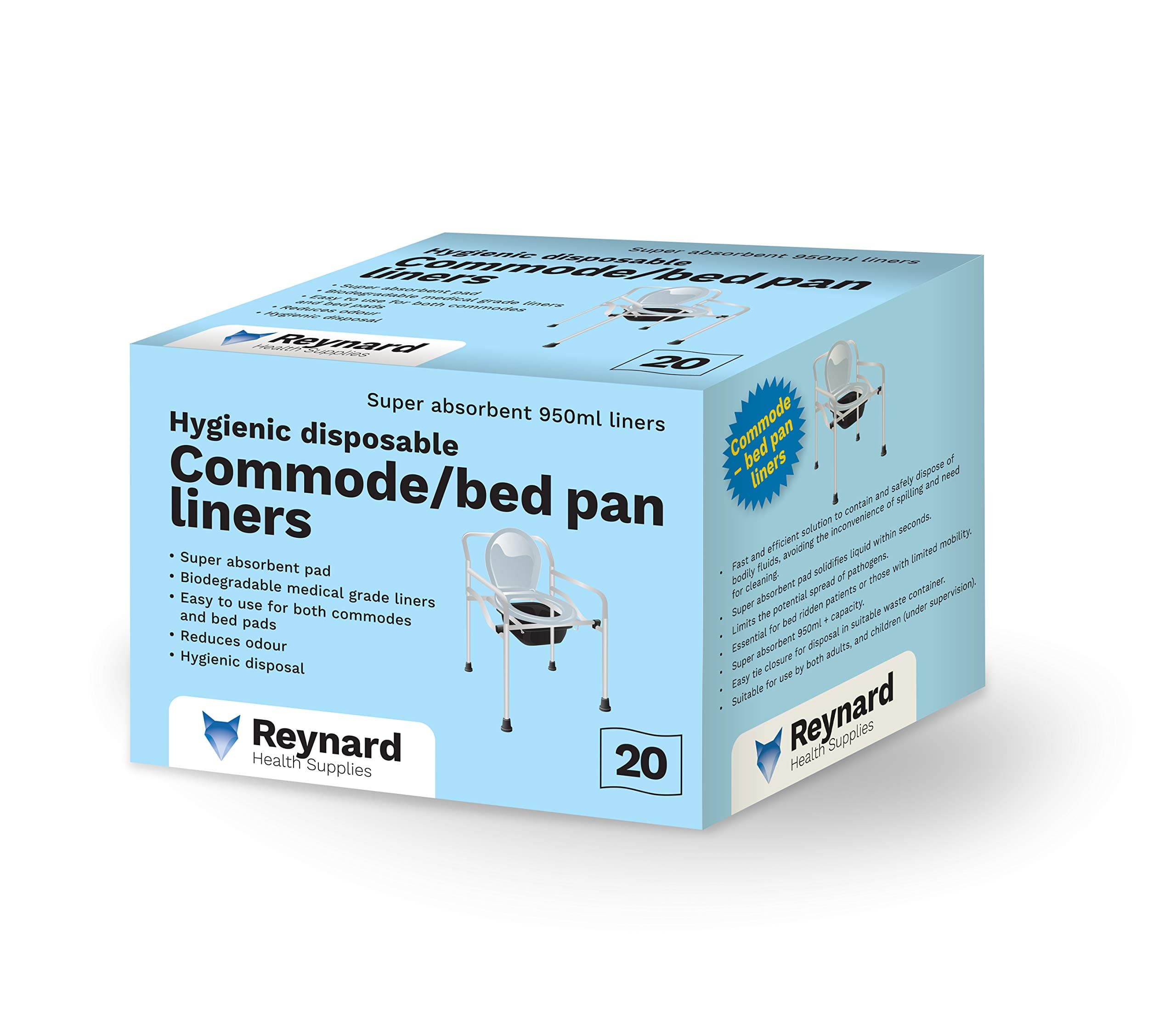 Reynard Commode/Bed Pan Liners 1 x Pack of 20 Liners
