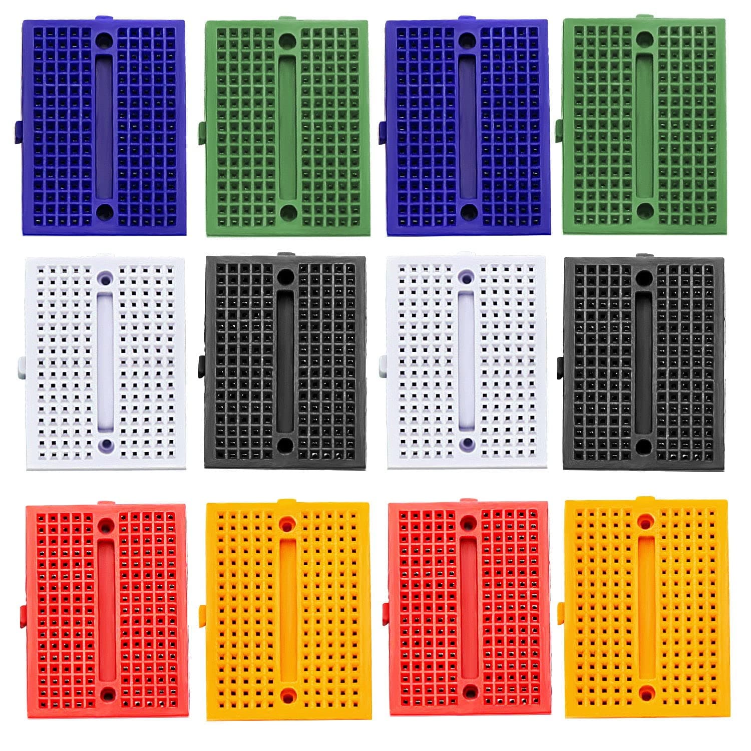 12PCS Mini Breadboard Kit 170 Points Mini Small Solderless Breadboard PCB Board Kit for Arduino Proto Shield(6 Colors 12PCS