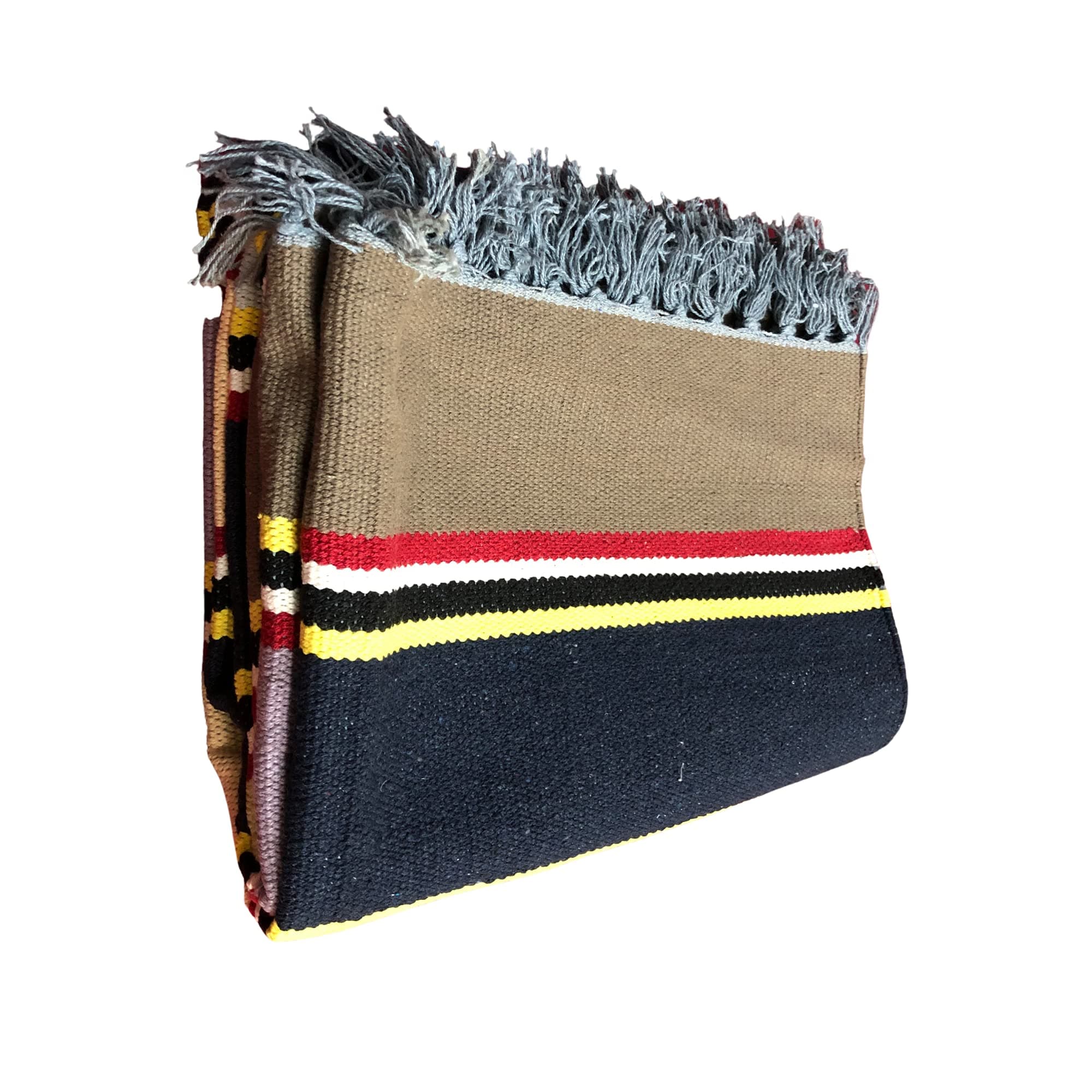 Gurukirpa Traders 100% Cotton Rectangular Carpet/Rug/Durrie/Satranji 4X6 Reversible Heavy Export Quality (2 Kg), Multicolor Stripe 1, Pack of 1