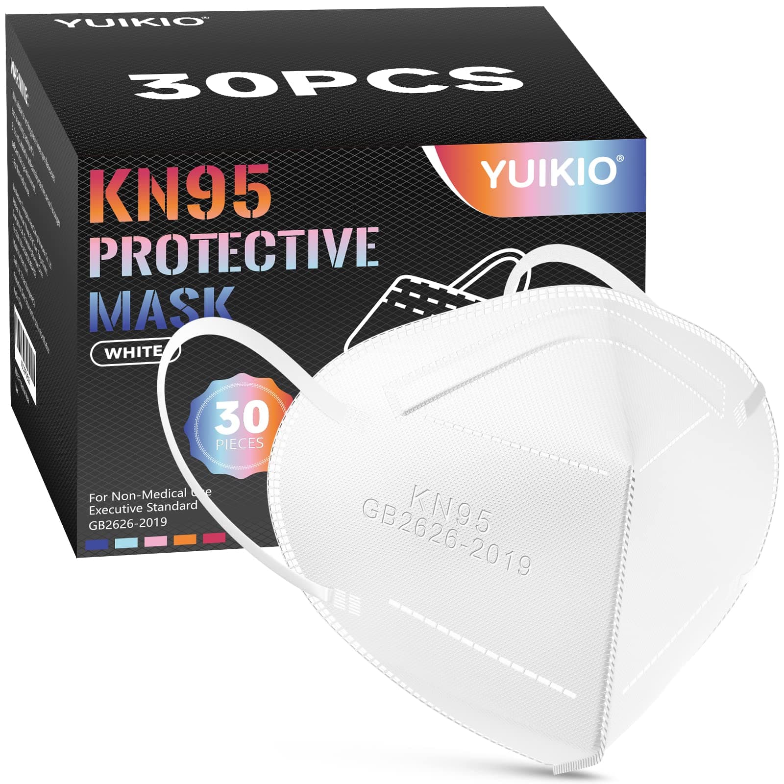 KN95 Face Mask, 30 Pack Protective Masks for Adults, Filter Efficiency≥95%,5 Layers Filter Safety Mask Against PM2.5 Disposable Respirator Masks in Bulk (White)