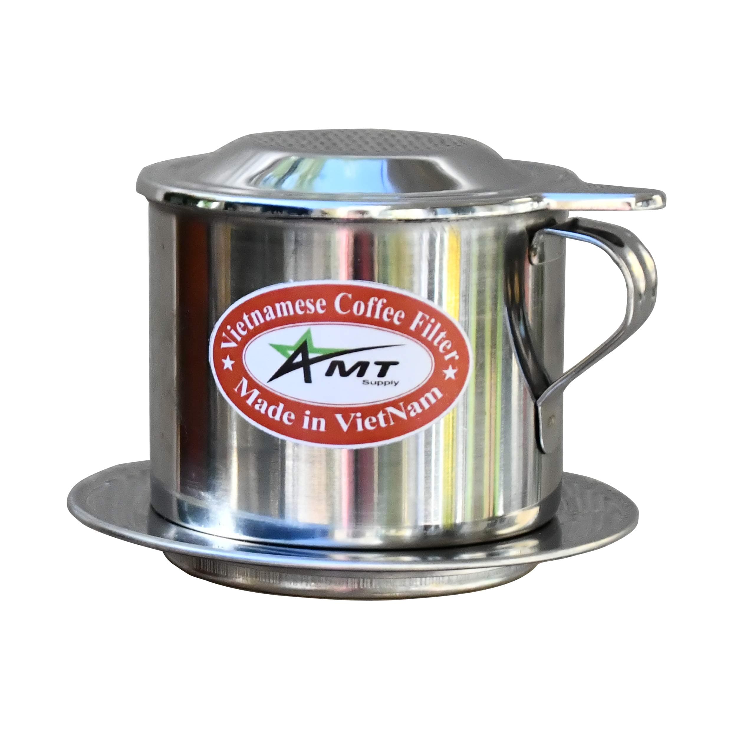 AMT 6.5 oz Vietnamese Phin Coffee Filter with Handle, Screw-Down Dripper for 1 Serving – Durable Stainless Steel Construction for Authentic Vietnamese Coffee Brewing at Home or Office
