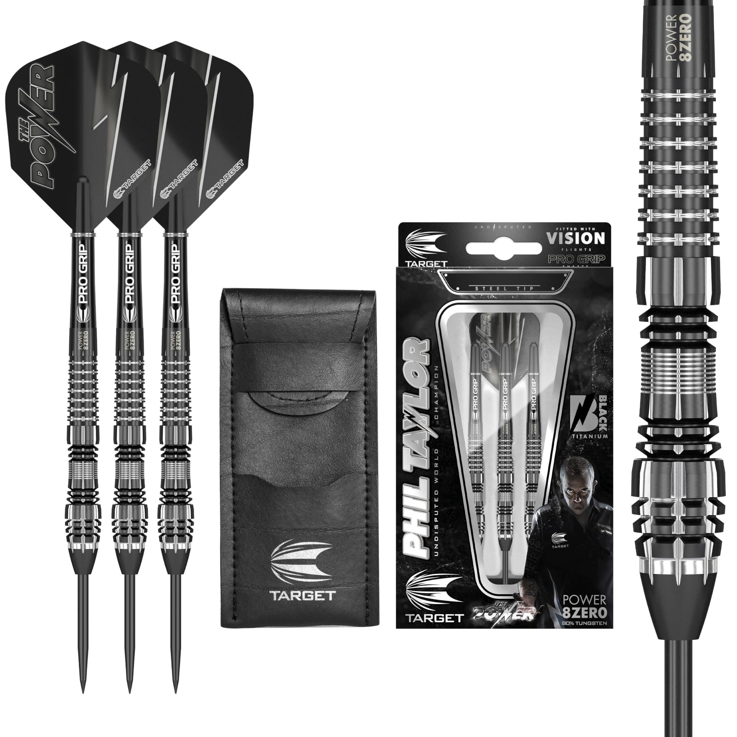 Target Darts Power 8Zero Black Titanium Steel Tip Darts