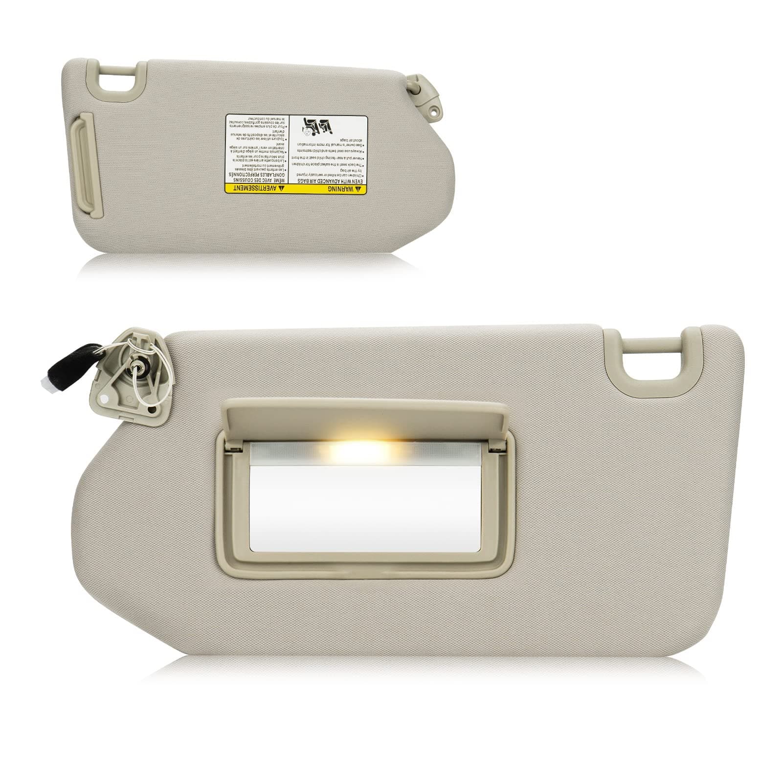 Sun Visor with Light for 2013-2018 Nissan Pathfinder, 2014-2017 Infiniti QX60, 2013 JX35, Left Driver Side Beige Sunvisor Replacement 96401-9PB0A