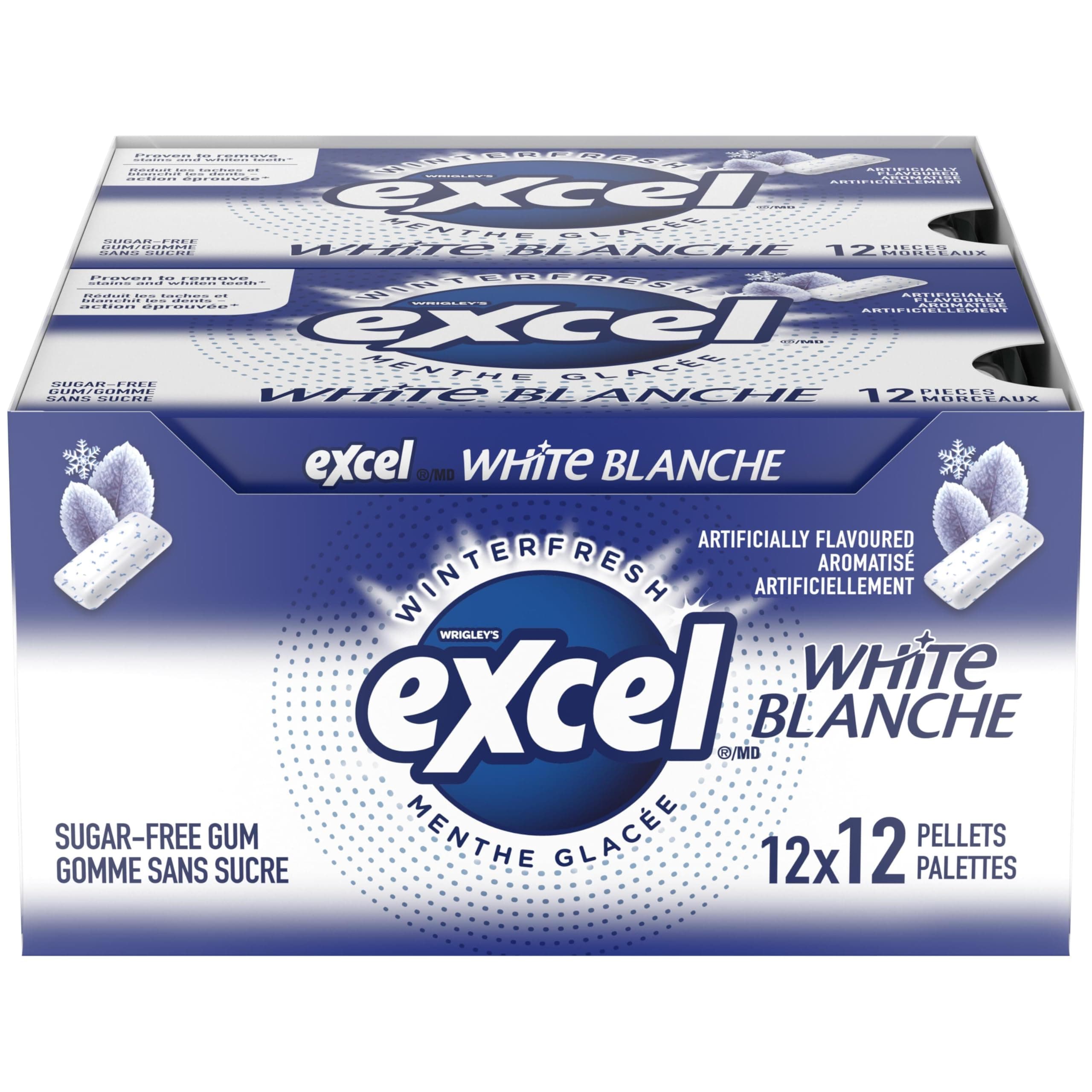 Excel White Sugar-Free Gum, Winterfresh, 12 Count