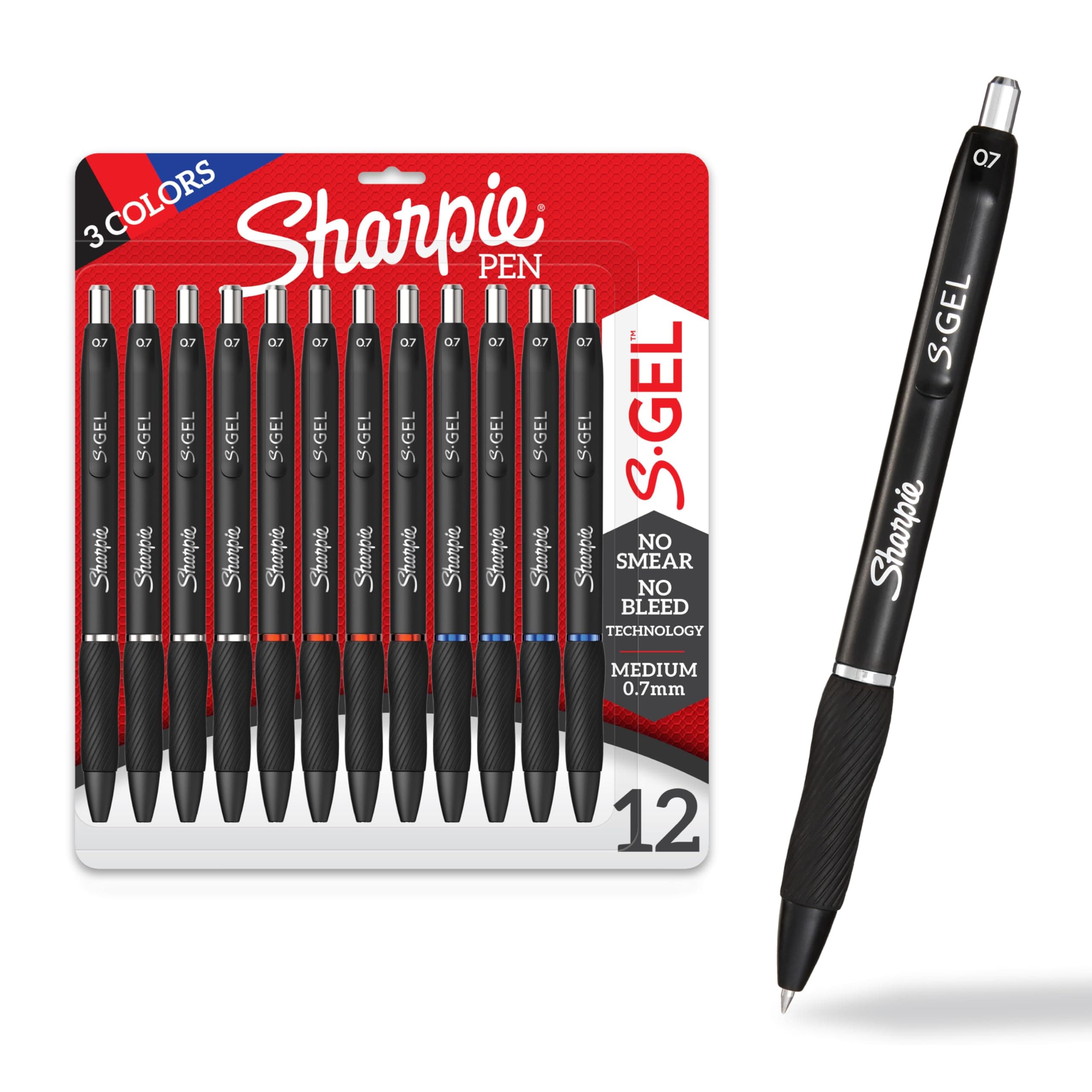 Sharpie S-Gel, Gel Pens, Medium Point (0.7mm), Assorted Colors, 12 Count