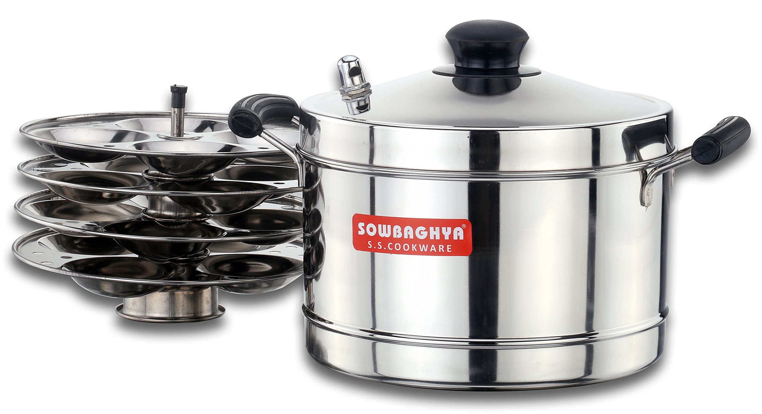 SOWBAGHYA Induction Base Stainless Steel Idli Maker (Silver , 4 Plates)