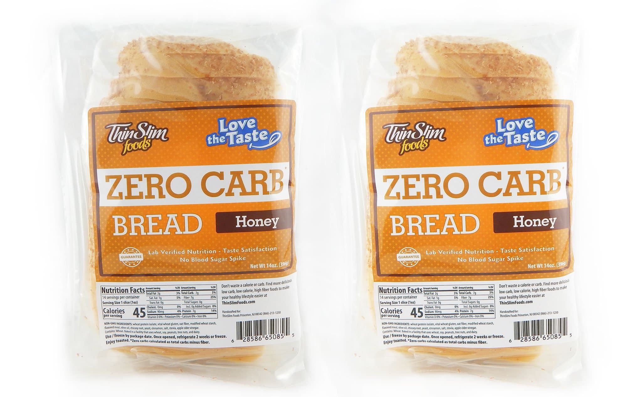 ThinSlim Foods Zero Net Carb Keto Bread | Low Carb Bread | Honey (Pack of 2)