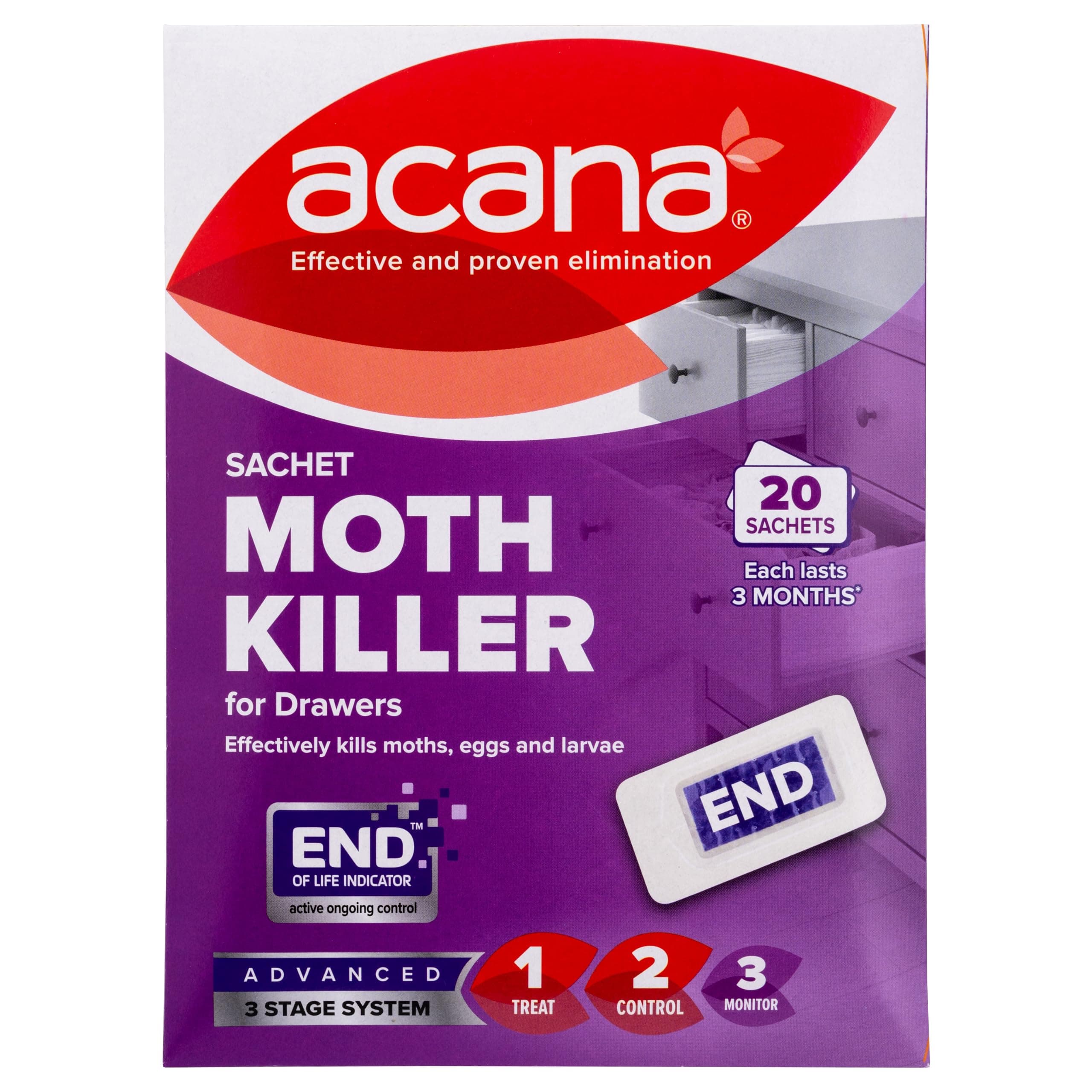 Acana Sachet Moth Killer & Freshener, 20 Pack- Lavender