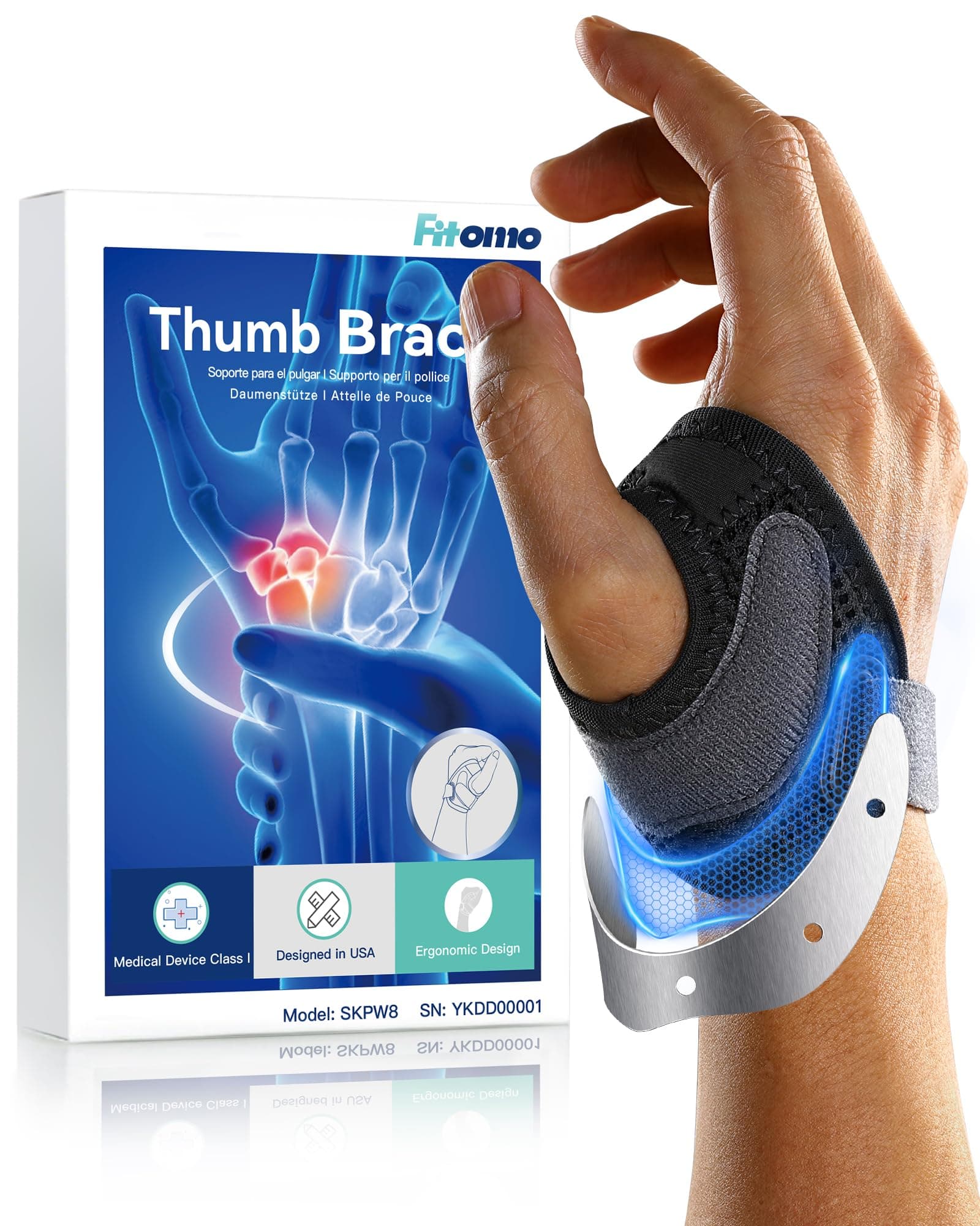 CMC Thumb Brace with Shape-memory Restriction Splint for Osteoarthritis, CMC Joint Thumb Arthritis Brace Stabilizer for Basal Thumb Arthritis Pain Relief and Support, Medium, Right Hand, 1 Pack