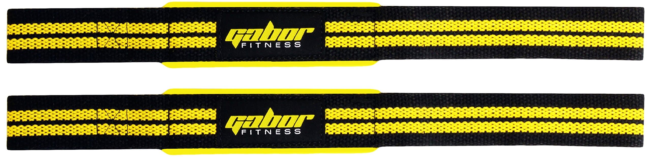 Heavy Duty Work Out Weightlifting Straps, Black/Yellow
