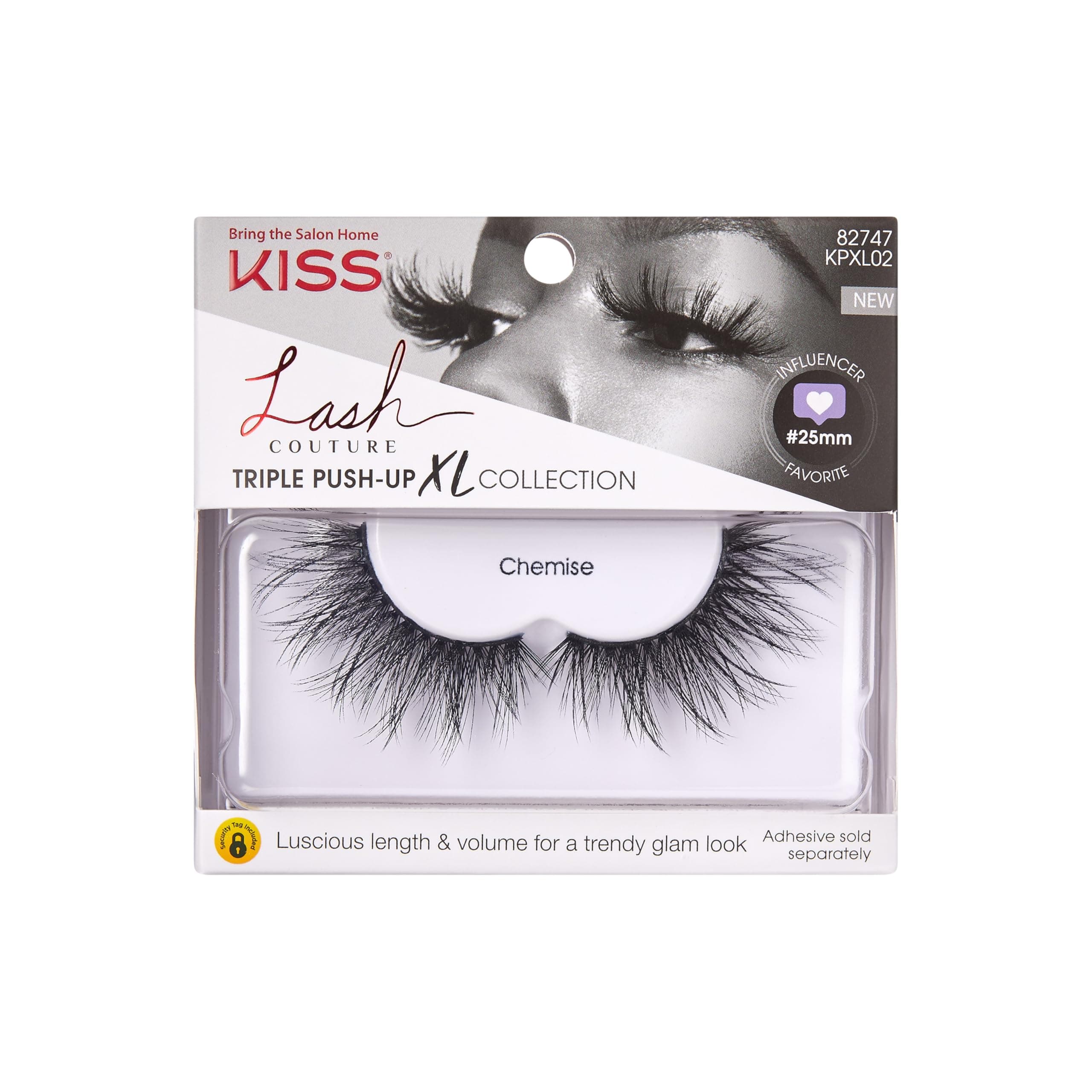 Lash Couture Triple Push Up XL Collection, 3D Volume False Eyelashes in Extra Long Length with Triple Design Technology, Cruelty-Free, Contact Lens Friendly, and Reusable, Style Chemise, 1 Pair