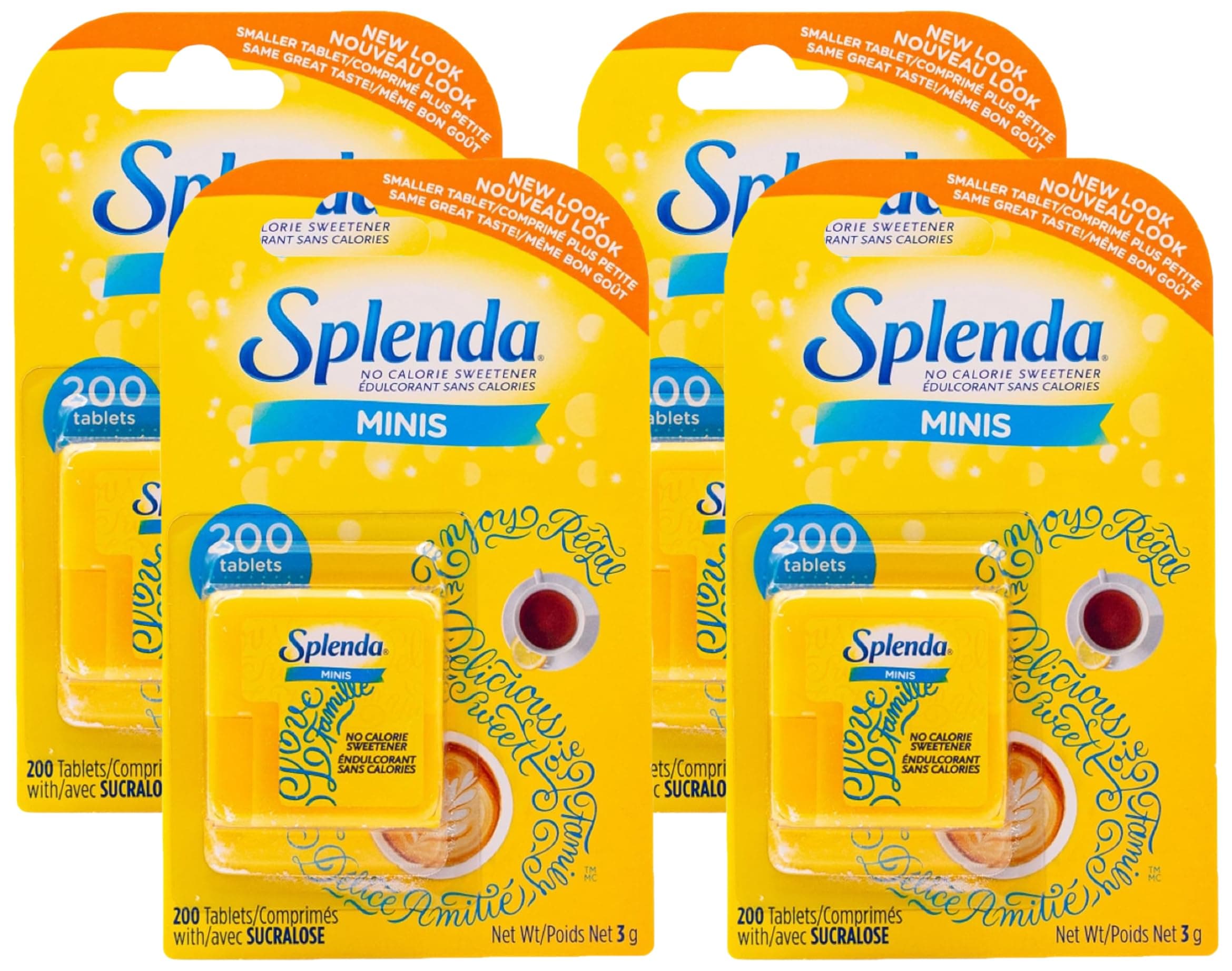 SPLENDA No Calorie Sweetener, Mini Dissolvable Tablets,200 Count (Pack of 4)
