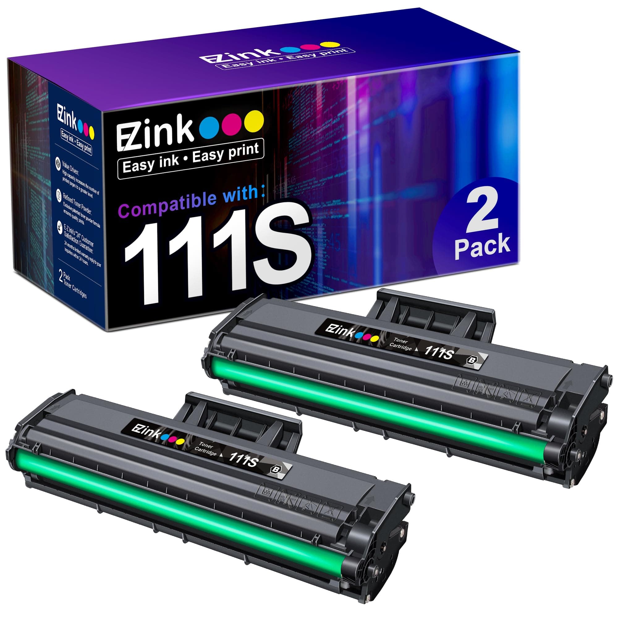 Compatible MLT-D111S Toner Cartridge High Yield Replacement for Samsung 111S 111L MLT-D111S MLT-D111L to use with Samsung Xpress M2020W M2022W M2024W M2070FW M2070W Printer (Black, 2 Pack)
