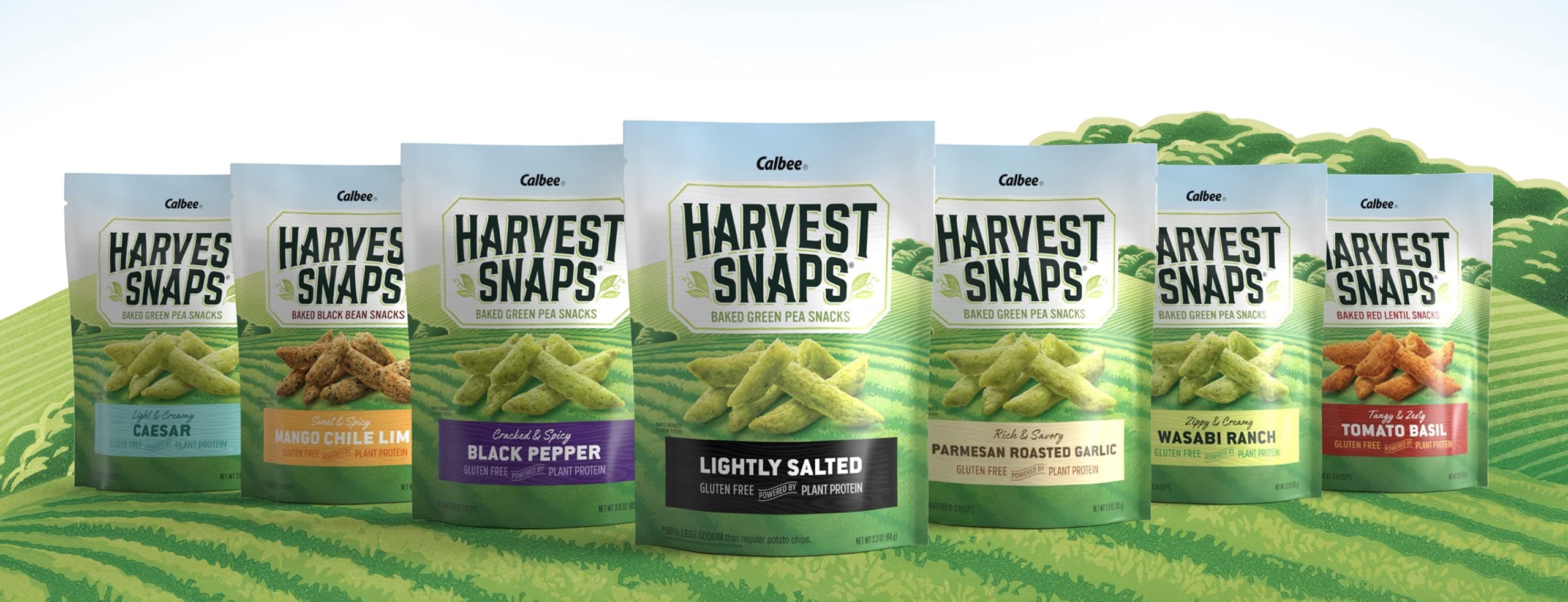Calbee Harvest Snaps Sampler Package 7 flavors 3 oz packages (Plant-based | Baked, never fried | Certified Gluten-Free)