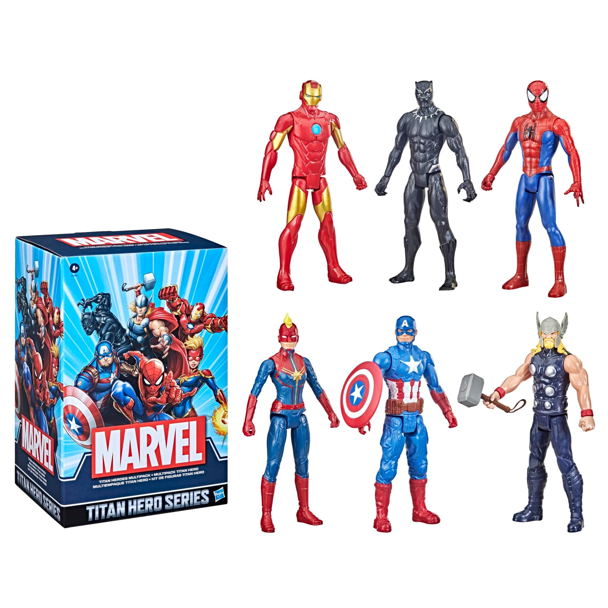 Marvel Titan Hero Series Action Figure Multipack, 6 Action Figures, 12-Inch Toys, Inspired By Marvel Comics, For Kids Ages 4 And Up (Amazon Exclusive)