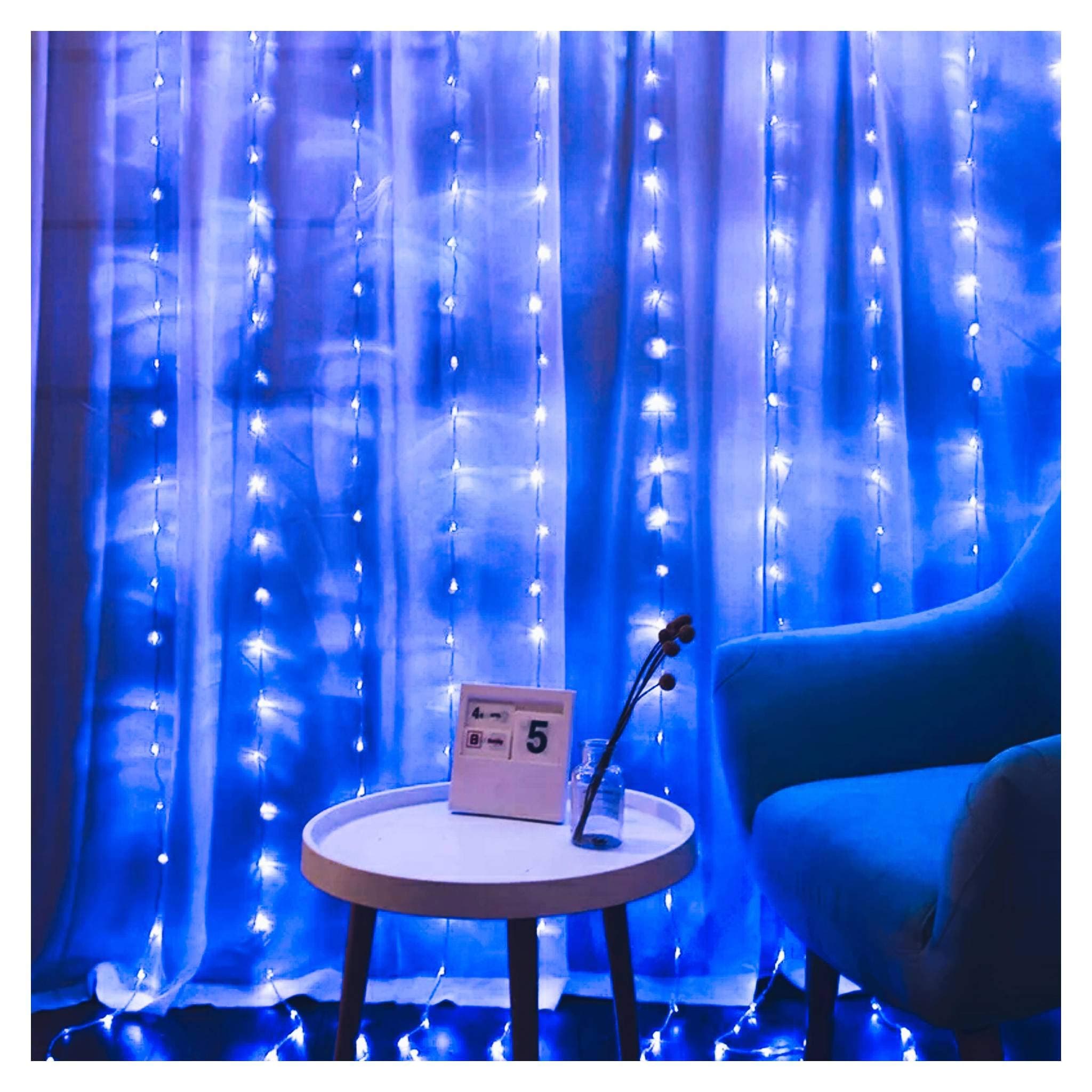 Glimmer Lightings LED Ladi String Light for Home Decoration, Bed Room Decor, Birthday Party, Diwali, Christmas - Blue, 12 Meters
